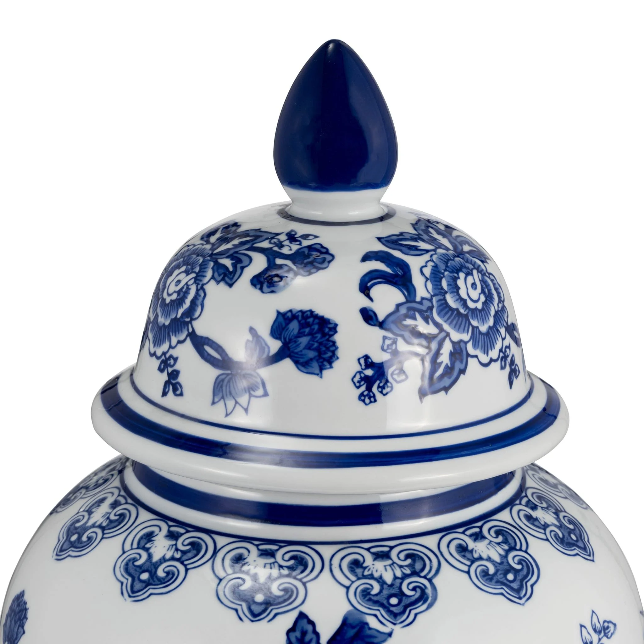 18" Temple Jar Bird/flower, Blue - Image 6