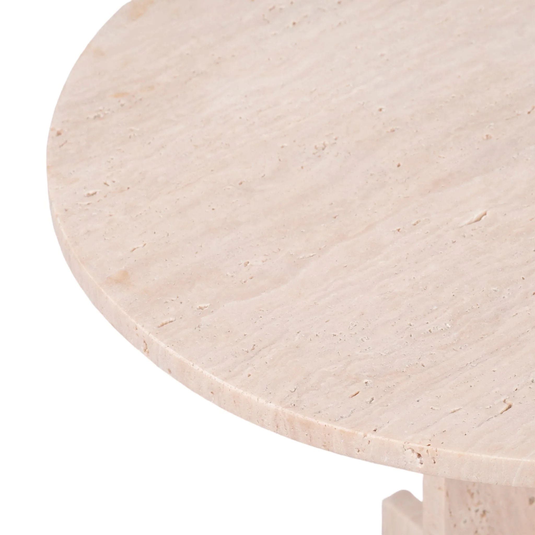 18" Travertine Accent Table Kd, Tan - Image 4