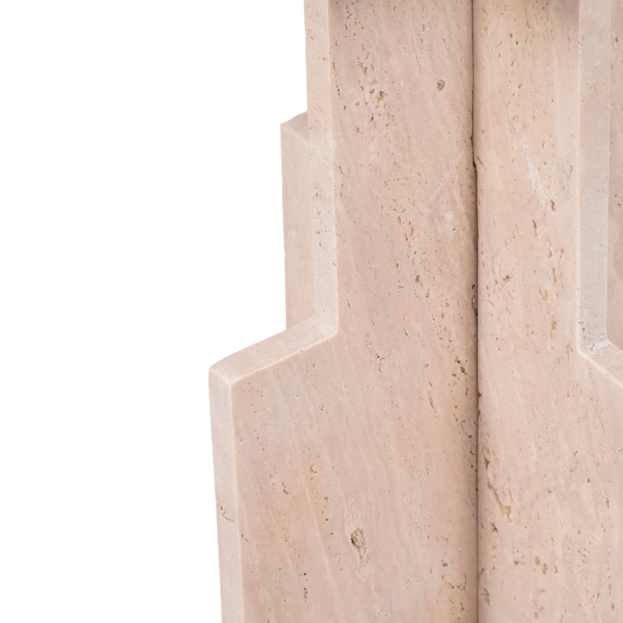 18" Travertine Accent Table Kd, Tan - Image 5