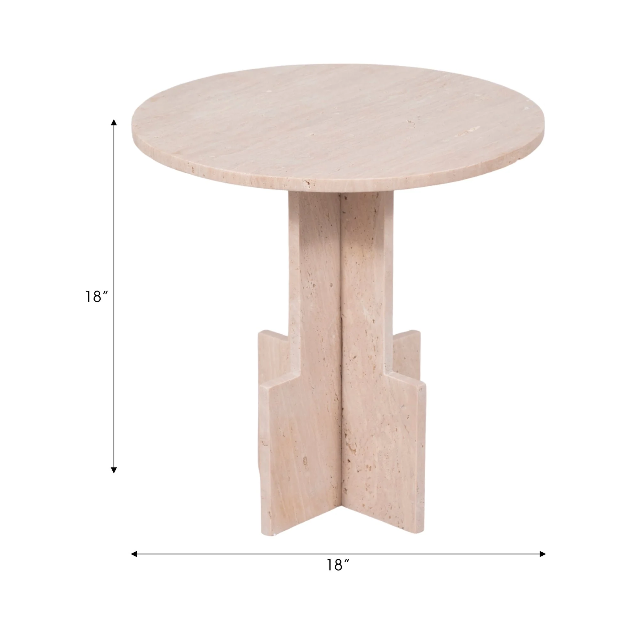 18" Travertine Accent Table Kd, Tan - Image 7