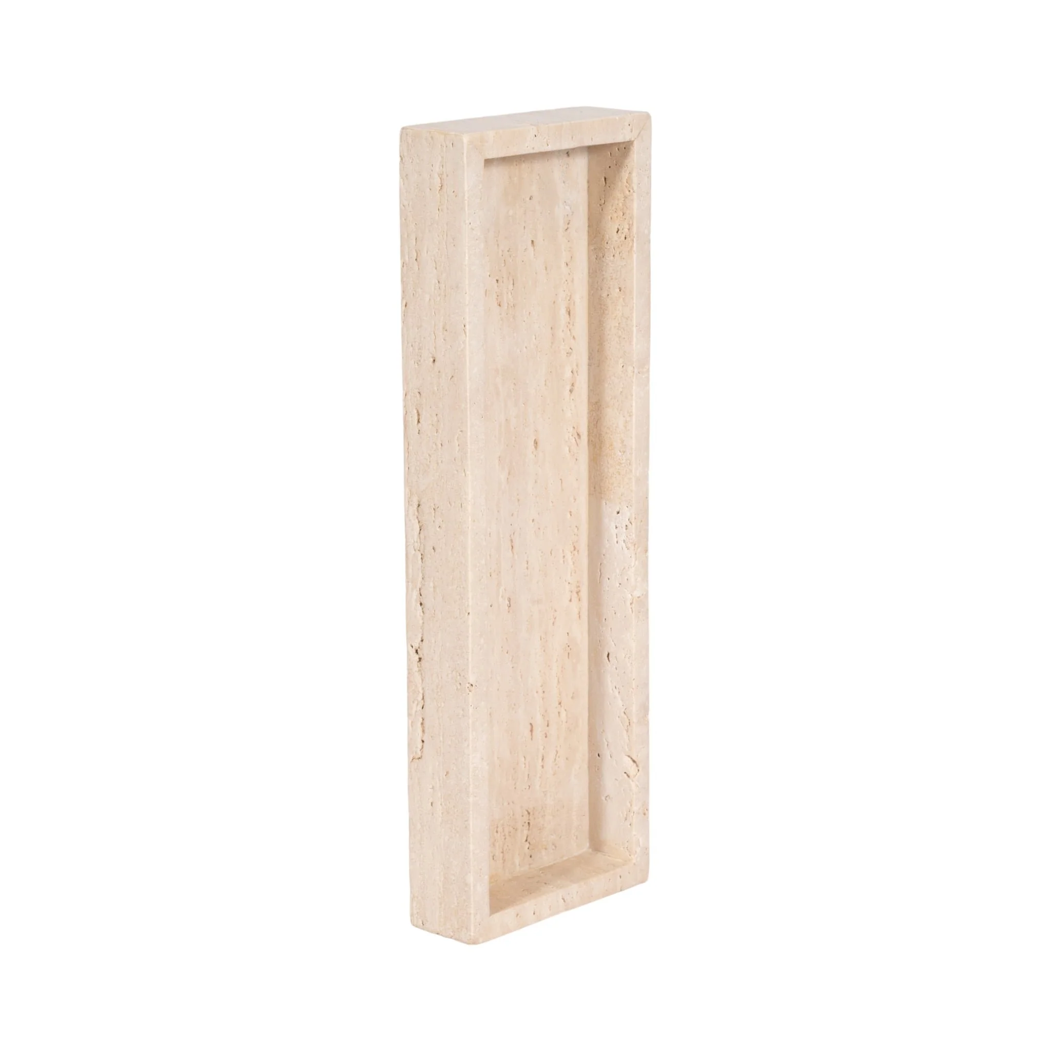 18" Travertine Rectangular Tray, Tan - Image 4