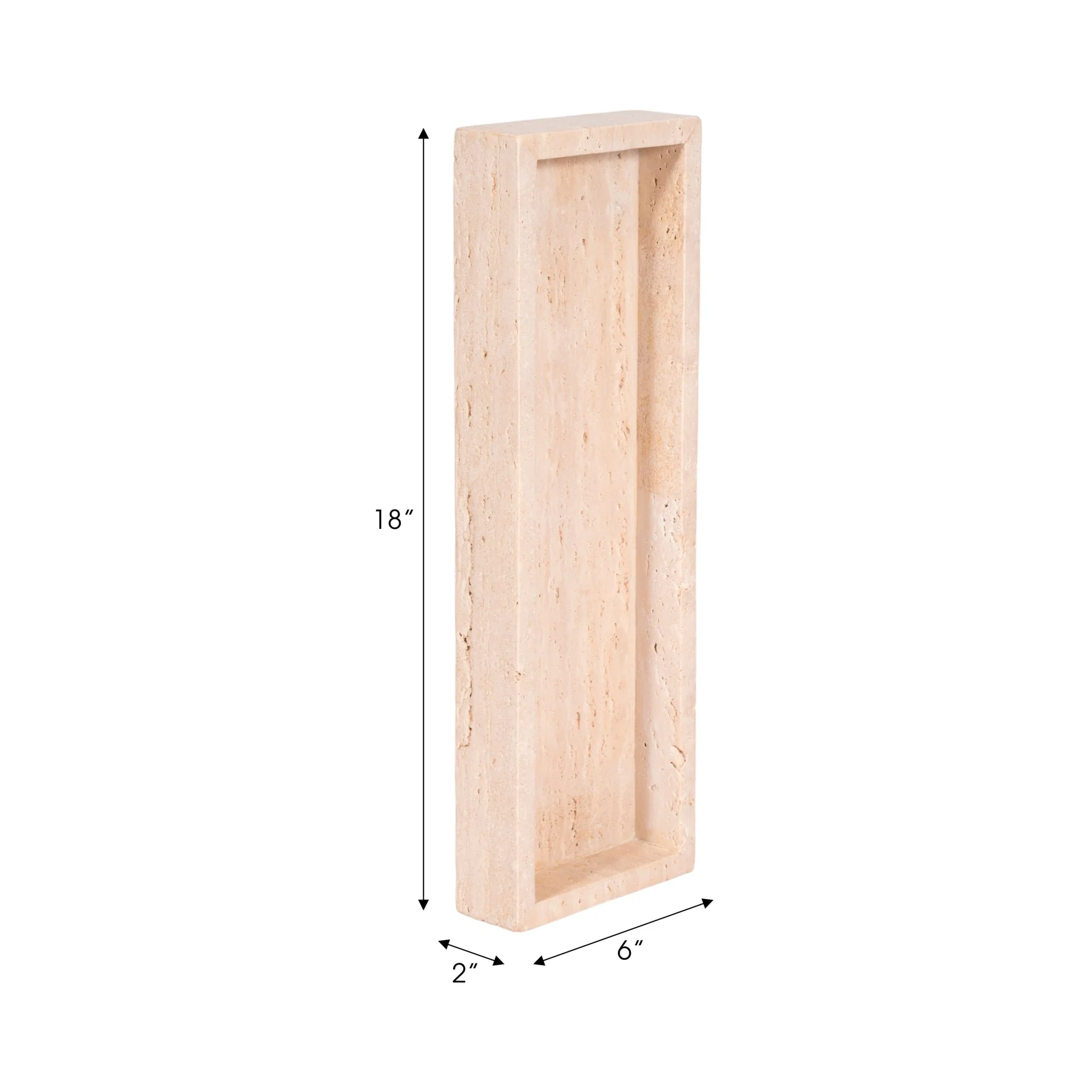 18" Travertine Rectangular Tray, Tan - Image 6