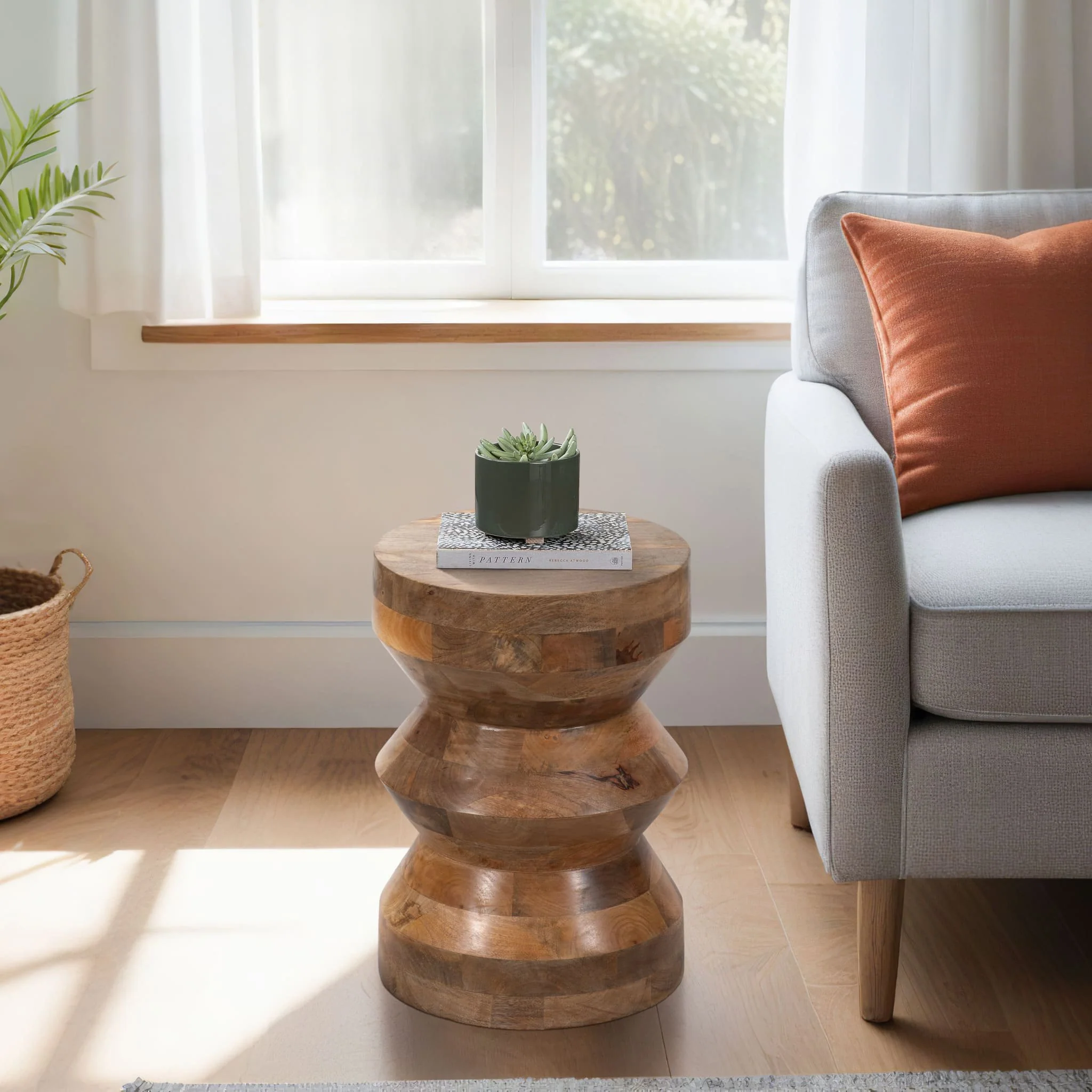 18" Wood Accordion Accent Table, Natural - Image 9