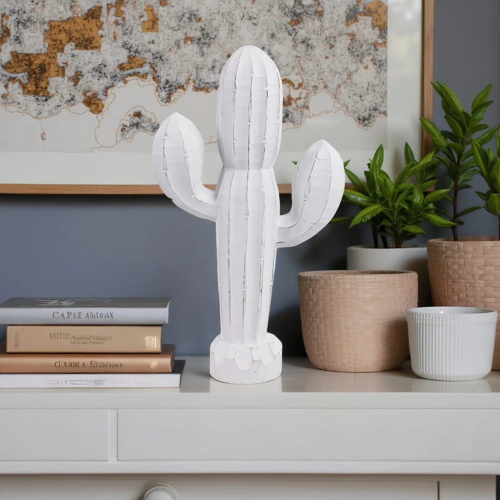 18" Wooden Cactus Decor, Wht - Image 10