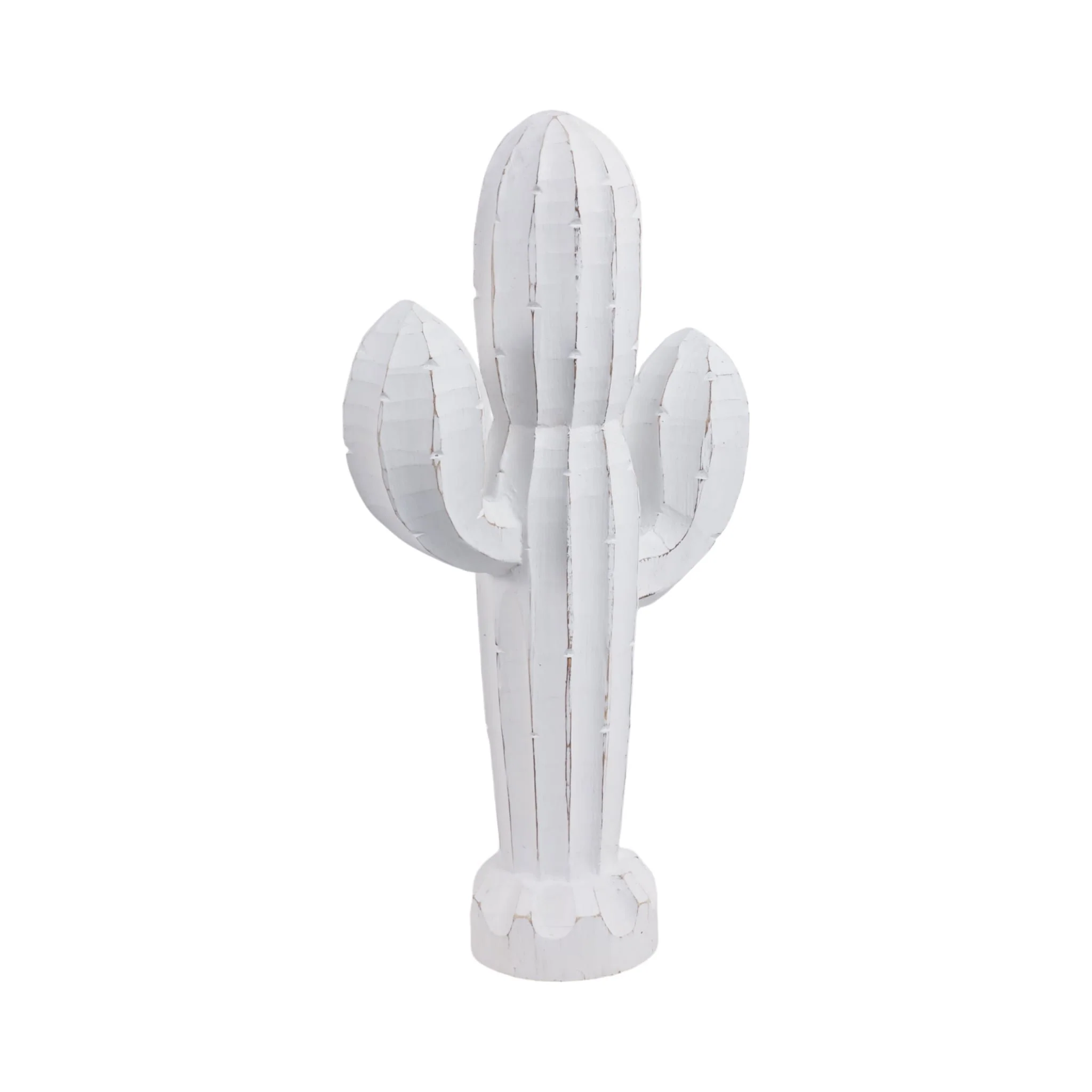 18" Wooden Cactus Decor, Wht - Image 2