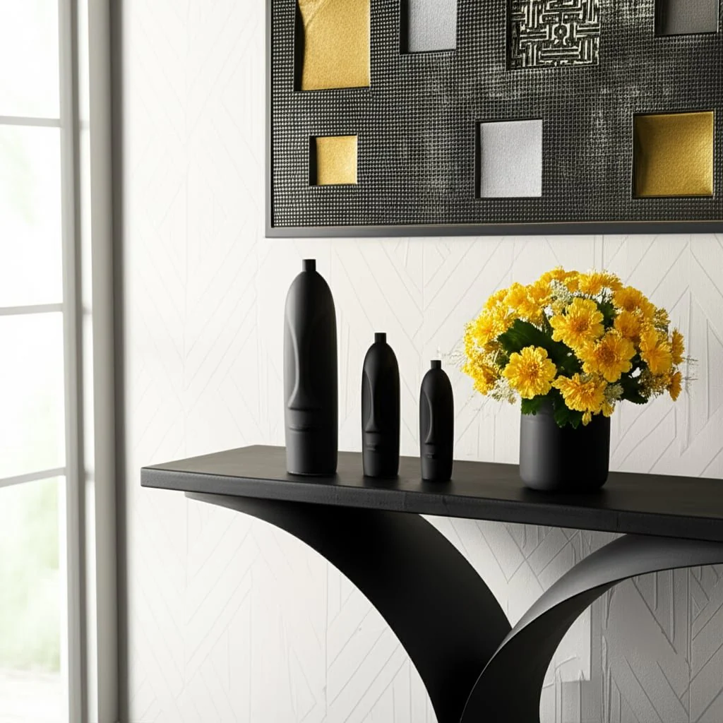 18"h Face Vase, Black - Image 6