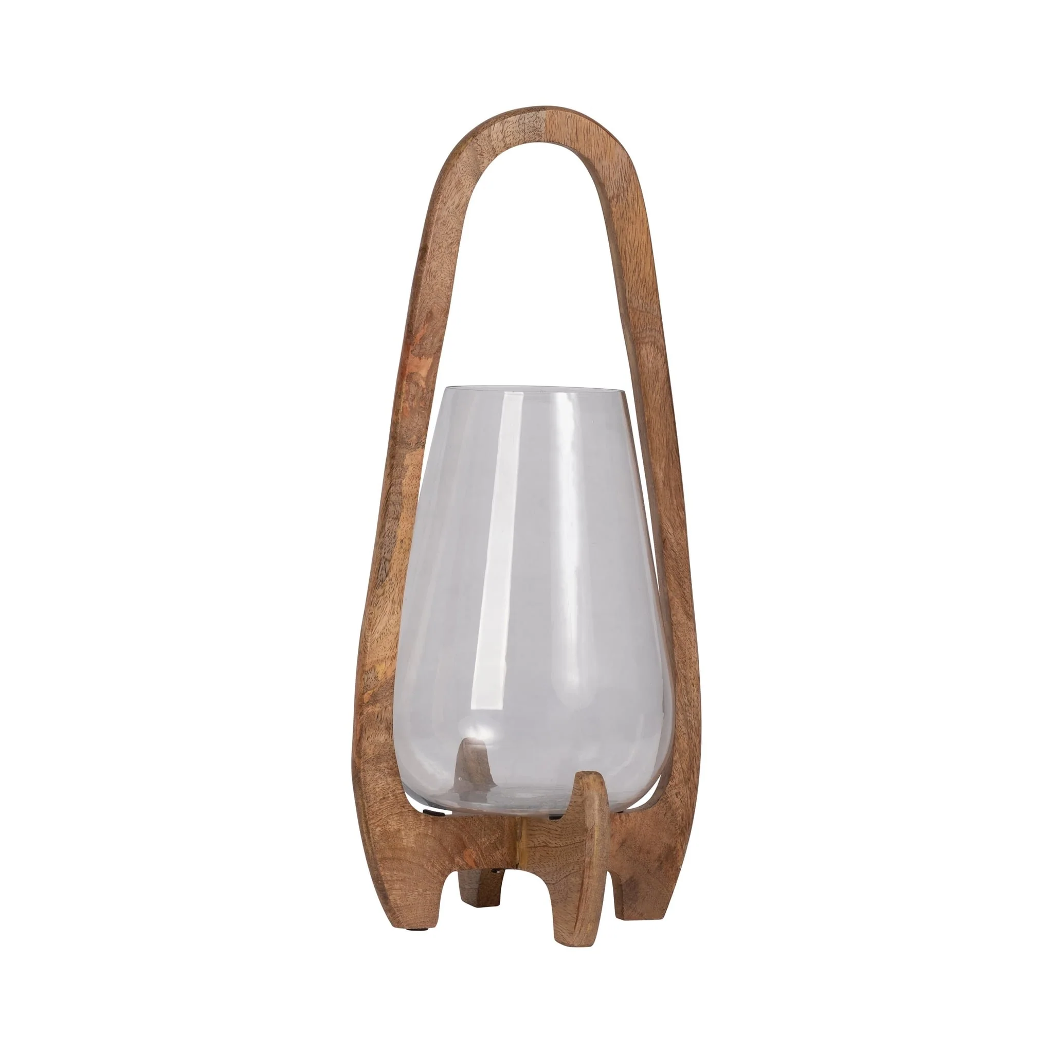 18"h Glass Lantern W/ Wood Handle, Natural - Image 2