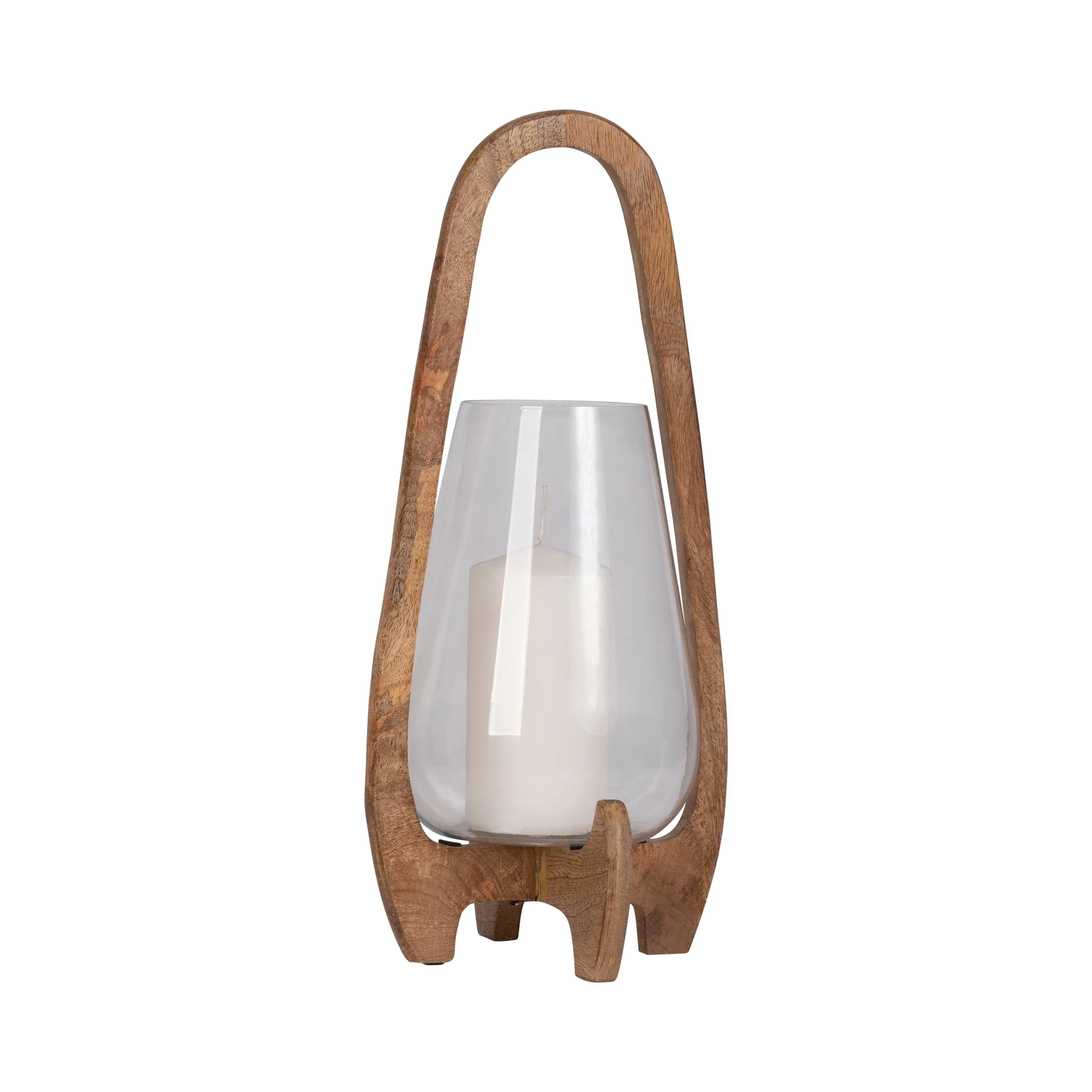 18"h Glass Lantern W/ Wood Handle, Natural - Image 3