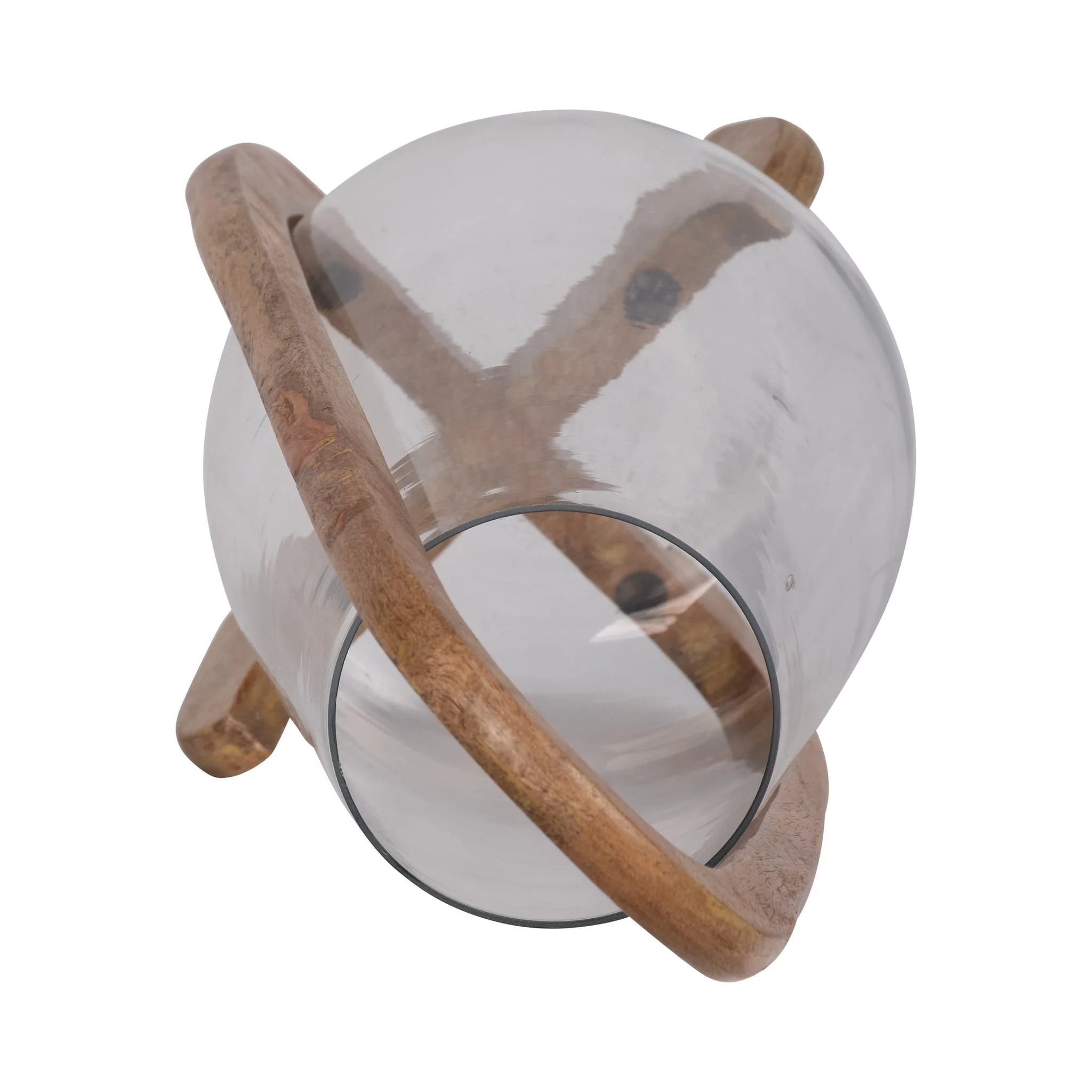 18"h Glass Lantern W/ Wood Handle, Natural - Image 5