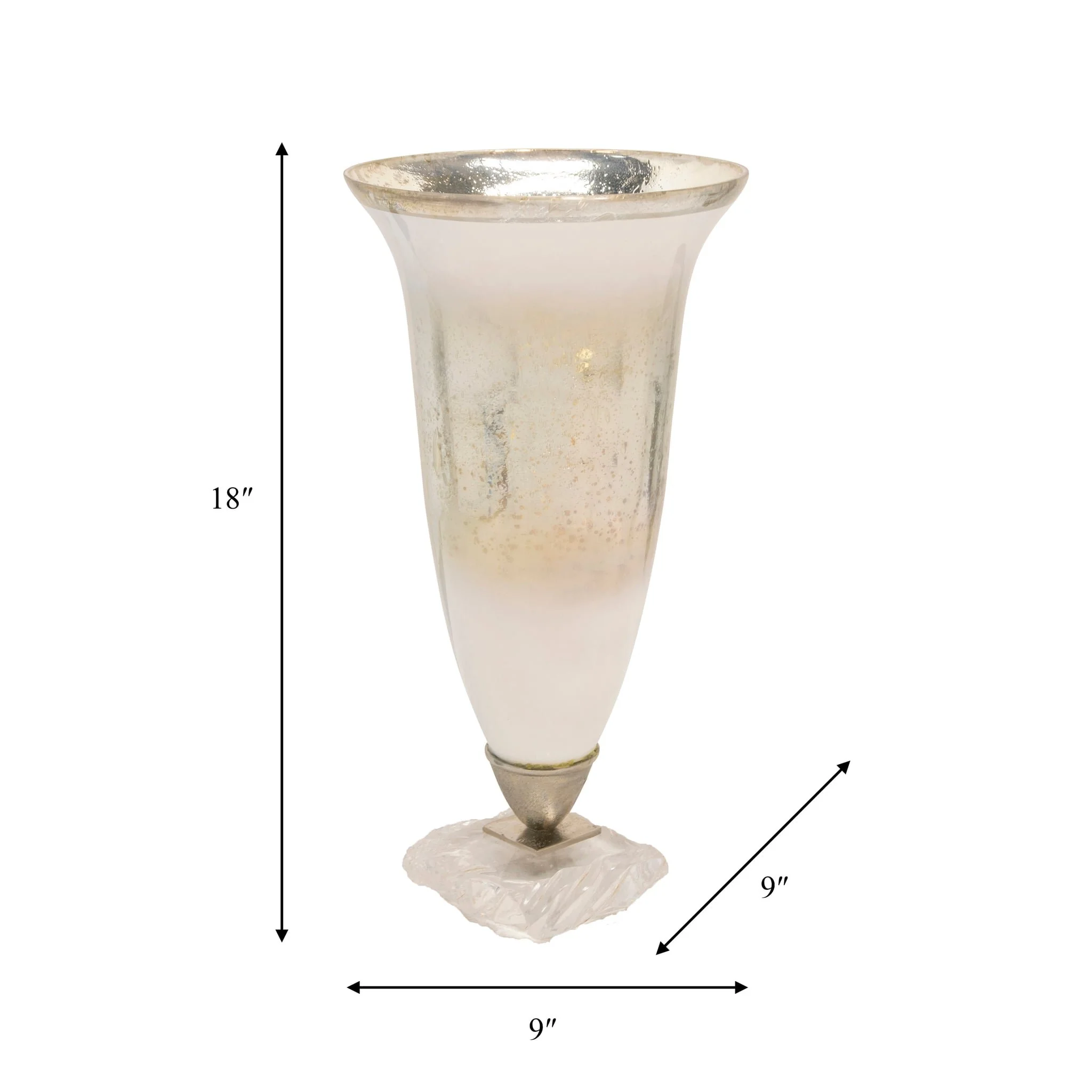 18"h Glass Vase W/ Acrylic Base, Silver - Image 4
