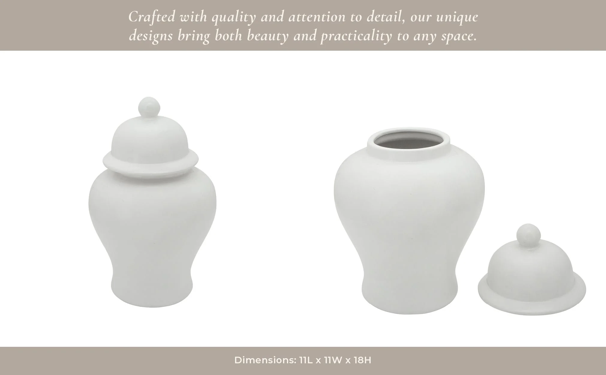 18"h Temple Jar, Matte White - Image 13