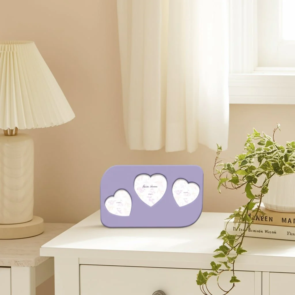 18x11" 3 Hearts Collage Photo Frame, Lilac - Image 9