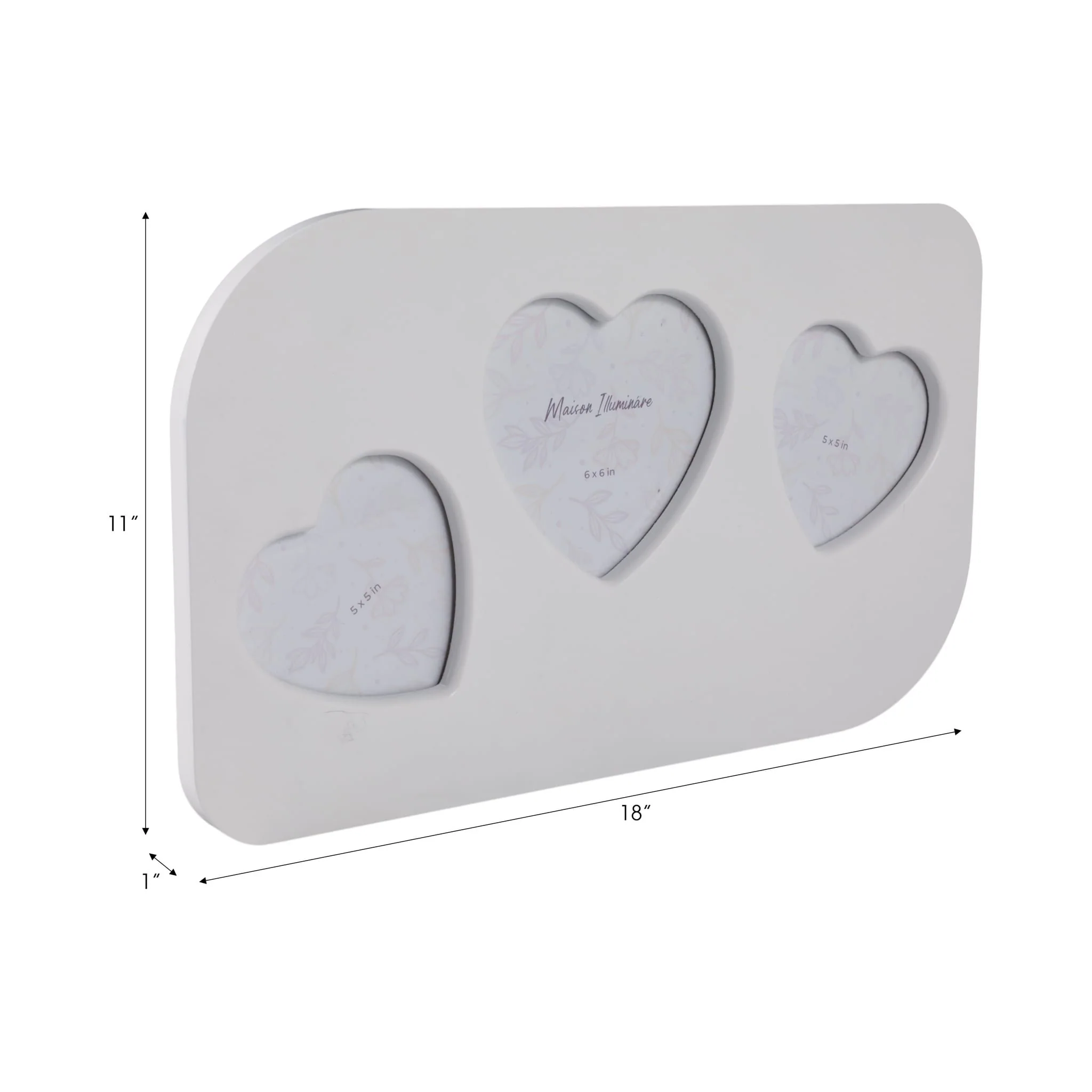 18x11" 3 Hearts Collage Photo Frame, White - Image 7