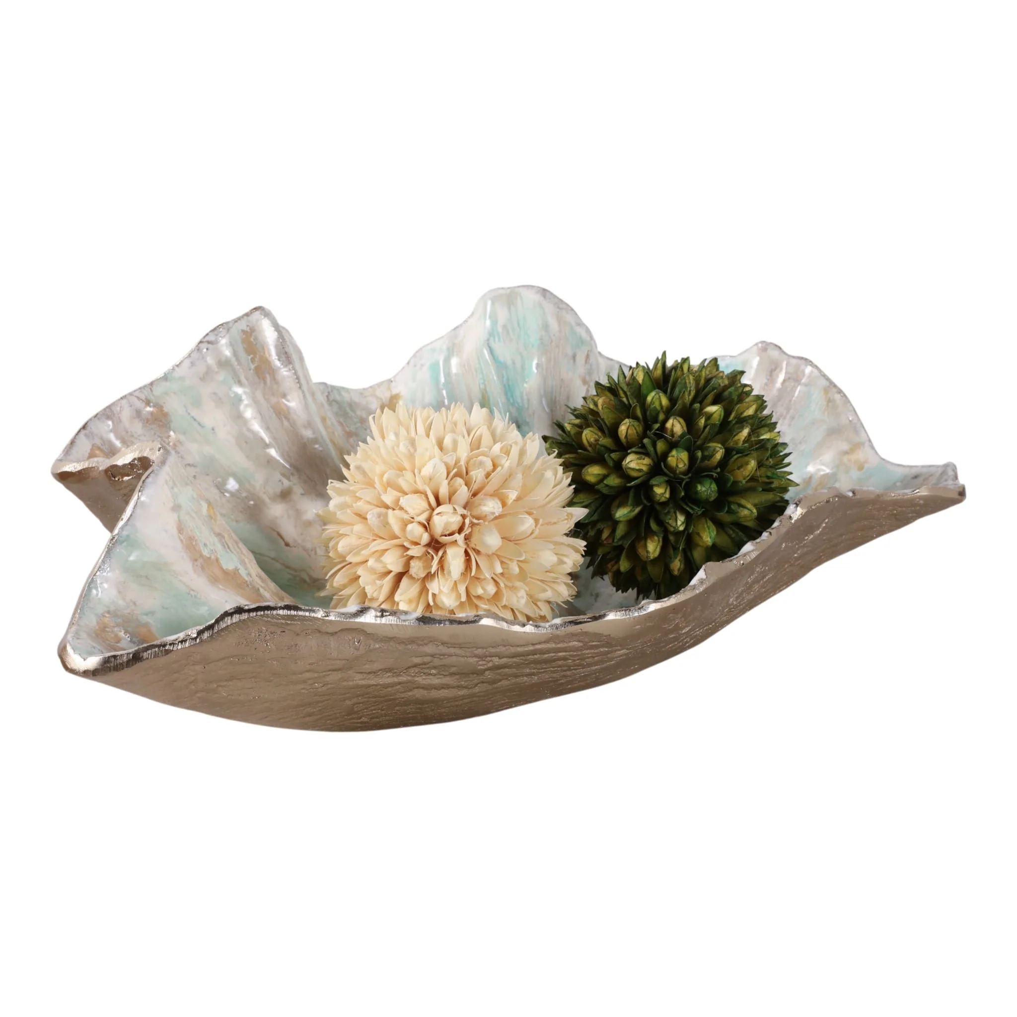 18x12" Metal Seashell Bowl, Multi - Image 2