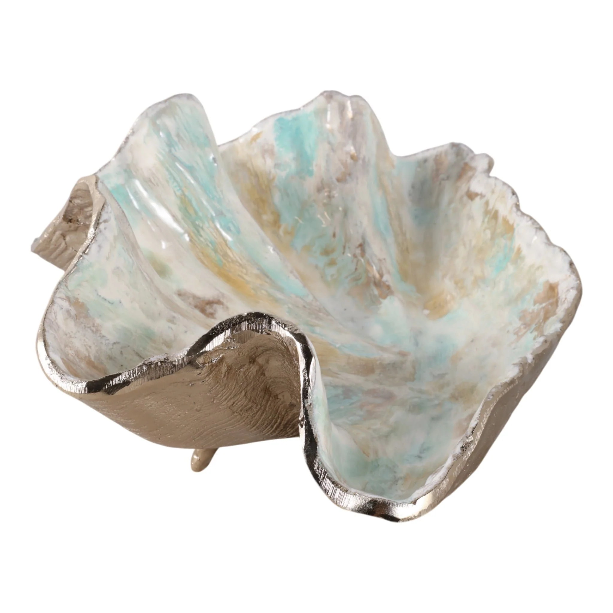 18x12" Metal Seashell Bowl, Multi - Image 3