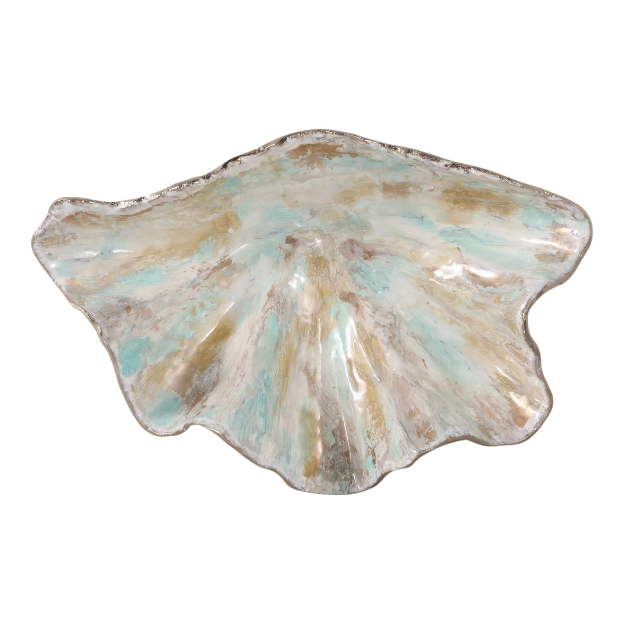 18x12" Metal Seashell Bowl, Multi - Image 6