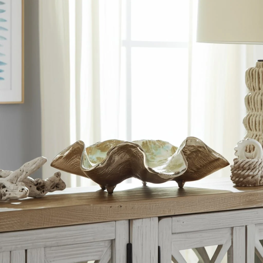 18x12" Metal Seashell Bowl, Multi - Image 9