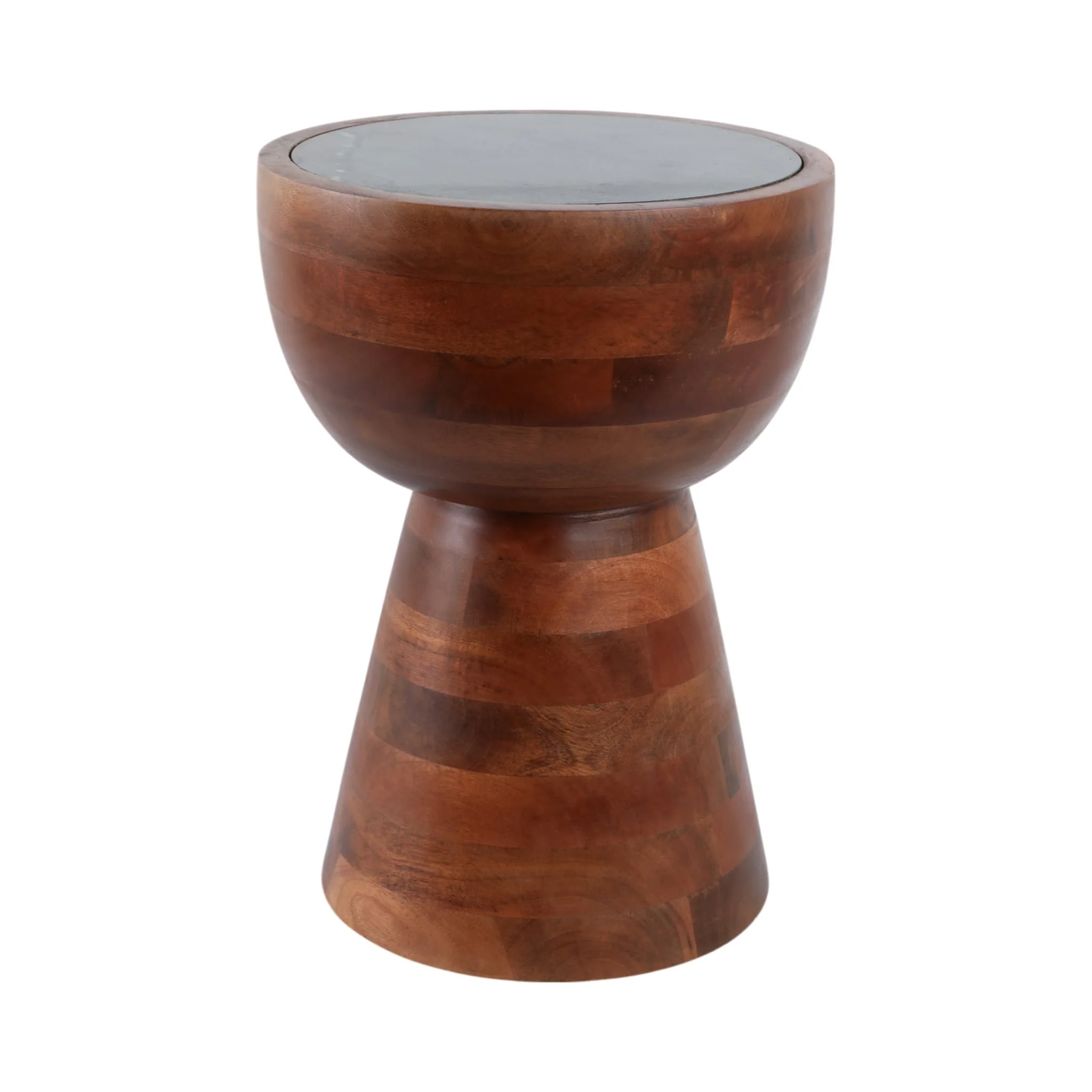 18x13" Hourglass Marble Top Accent Table, Grn/brwn - Image 3