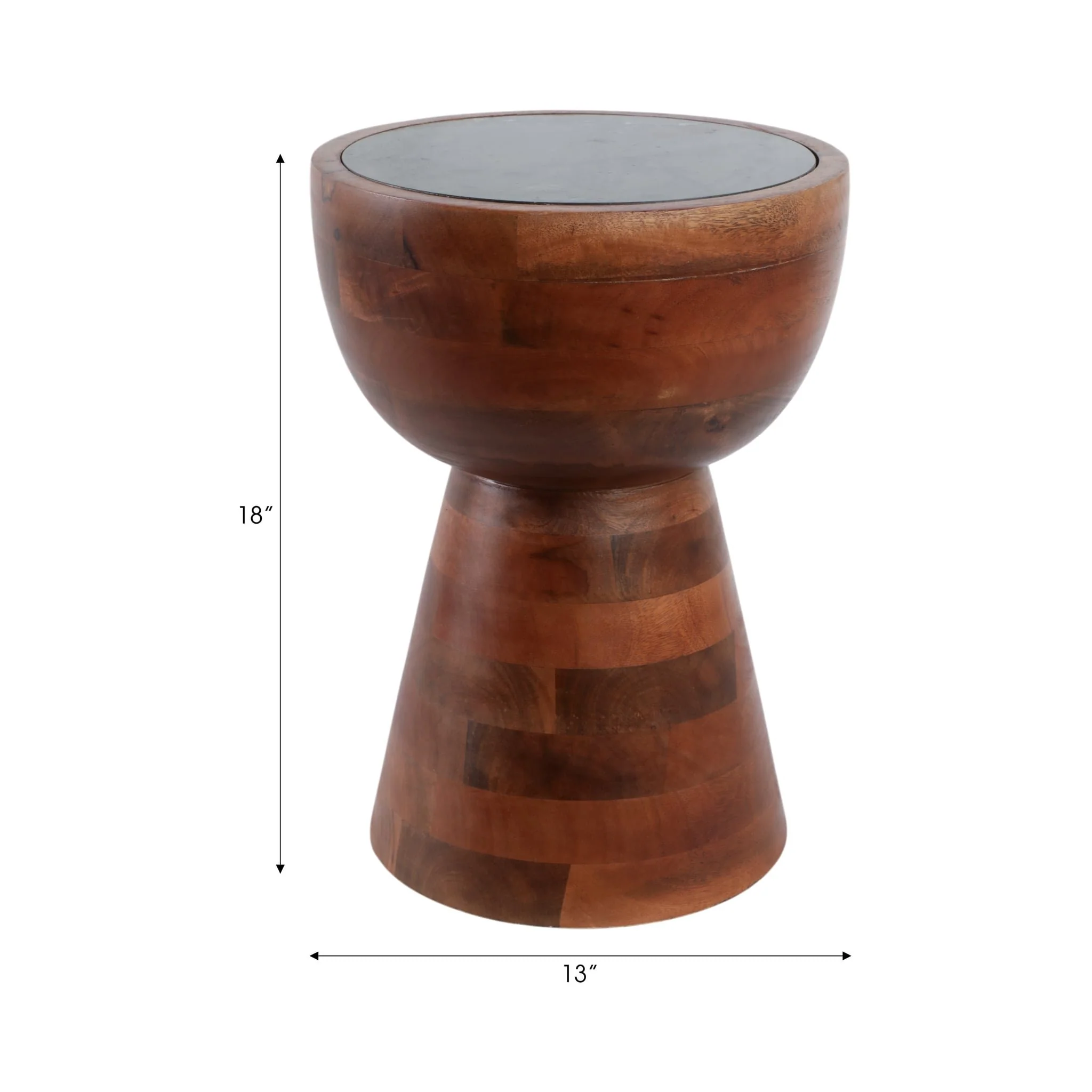 18x13" Hourglass Marble Top Accent Table, Grn/brwn - Image 9