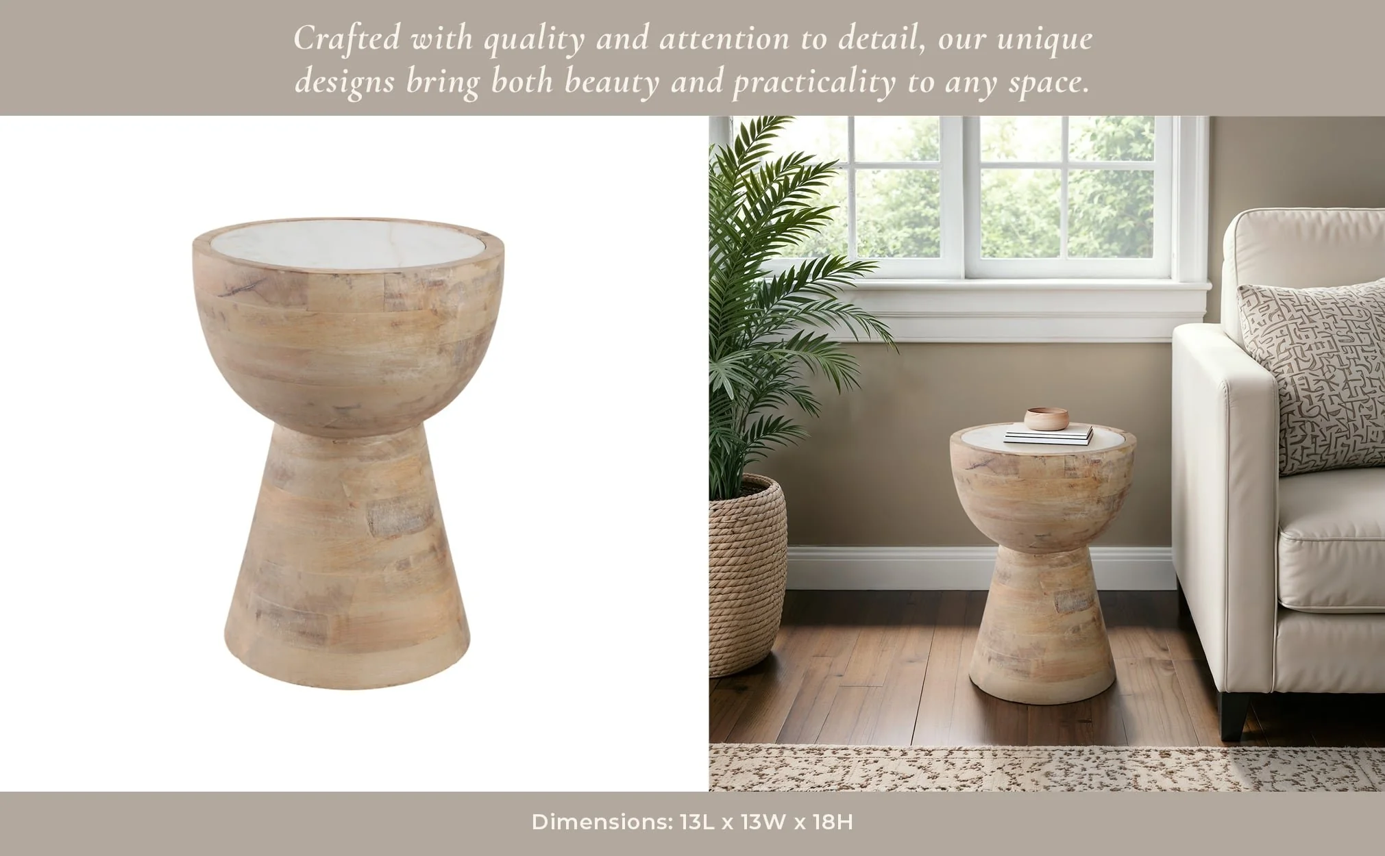 18x13" Hourglass Marble Top Accent Table, Wht/blnd - Image 12