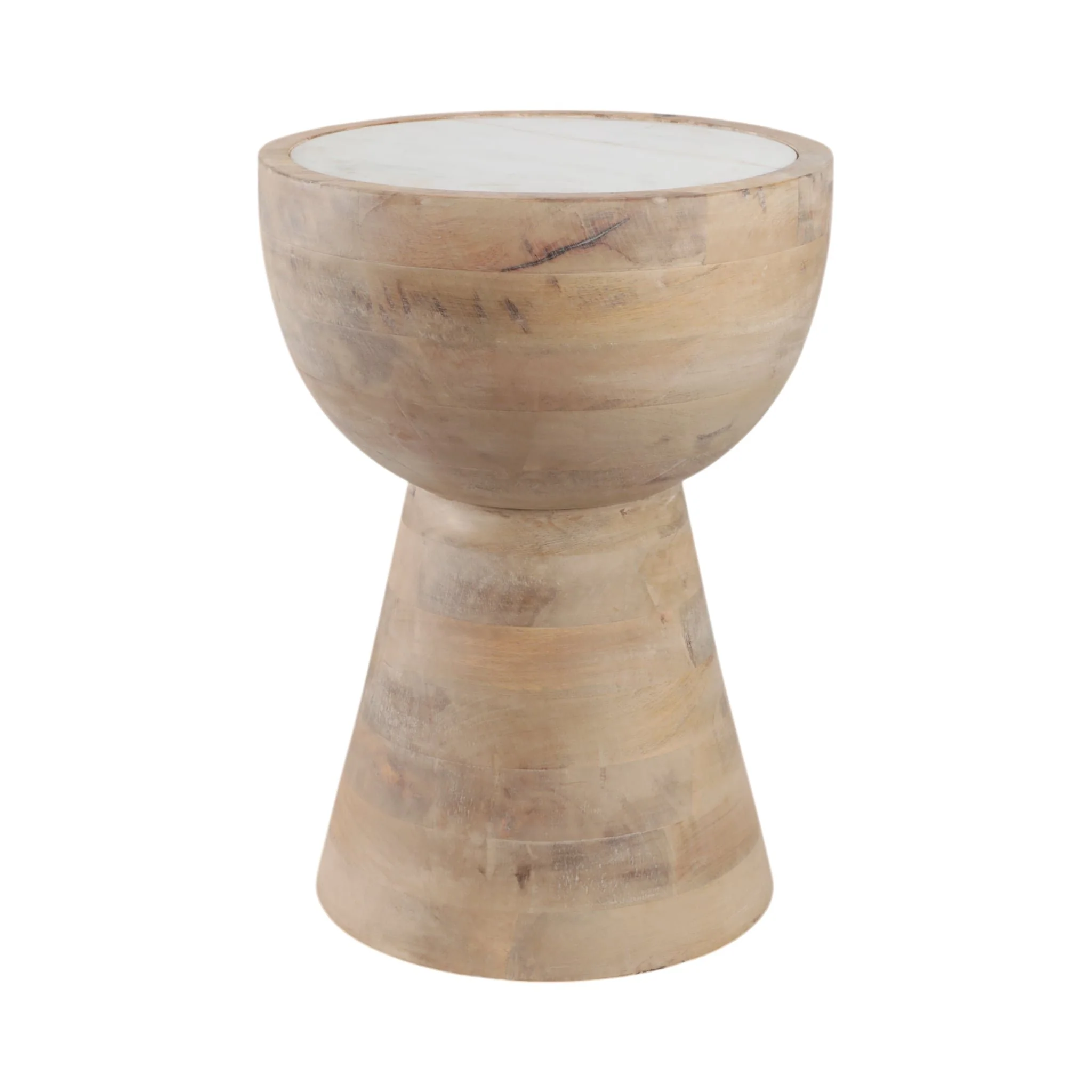18x13" Hourglass Marble Top Accent Table, Wht/blnd - Image 2