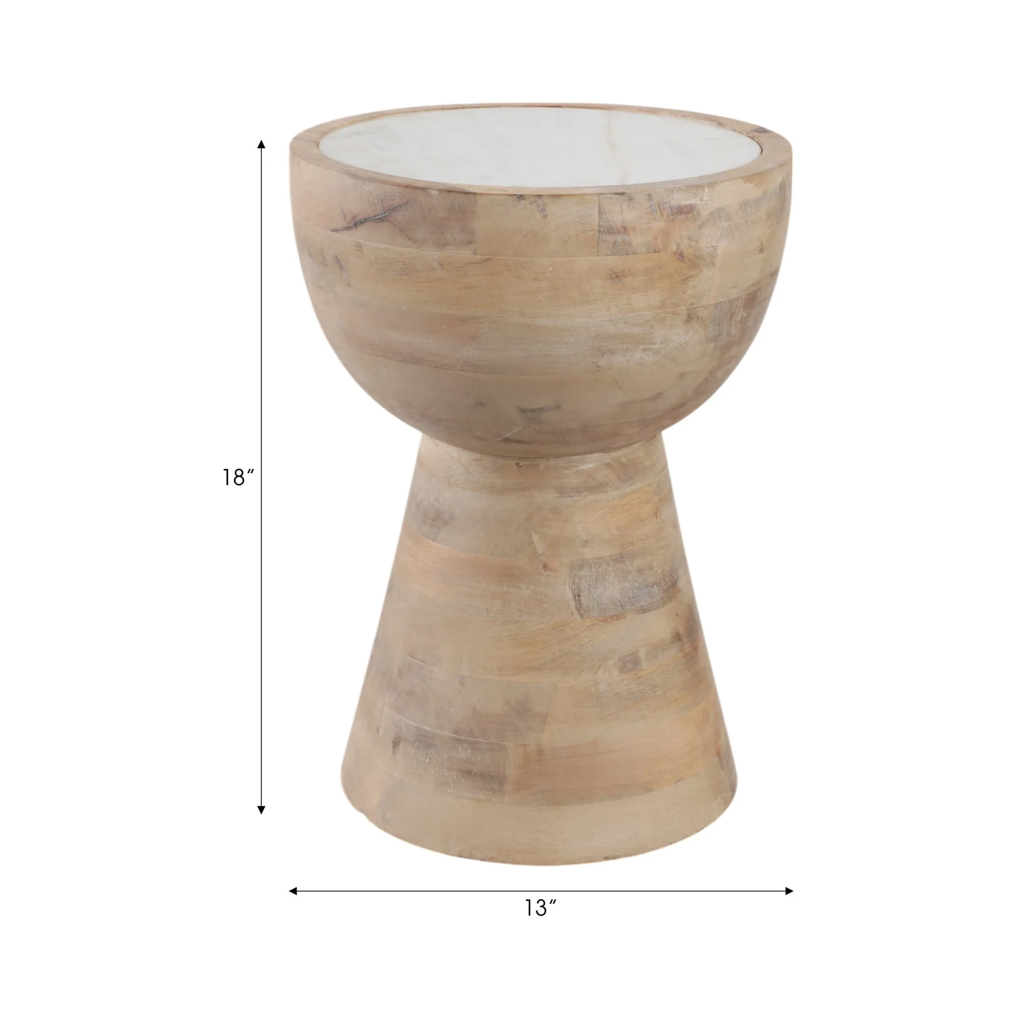 18x13" Hourglass Marble Top Accent Table, Wht/blnd - Image 8