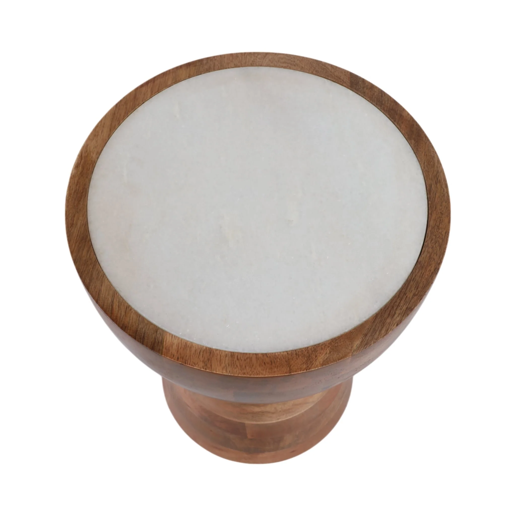 18x13" Hourglass Marble Top Accent Table,wht/natrl - Image 7