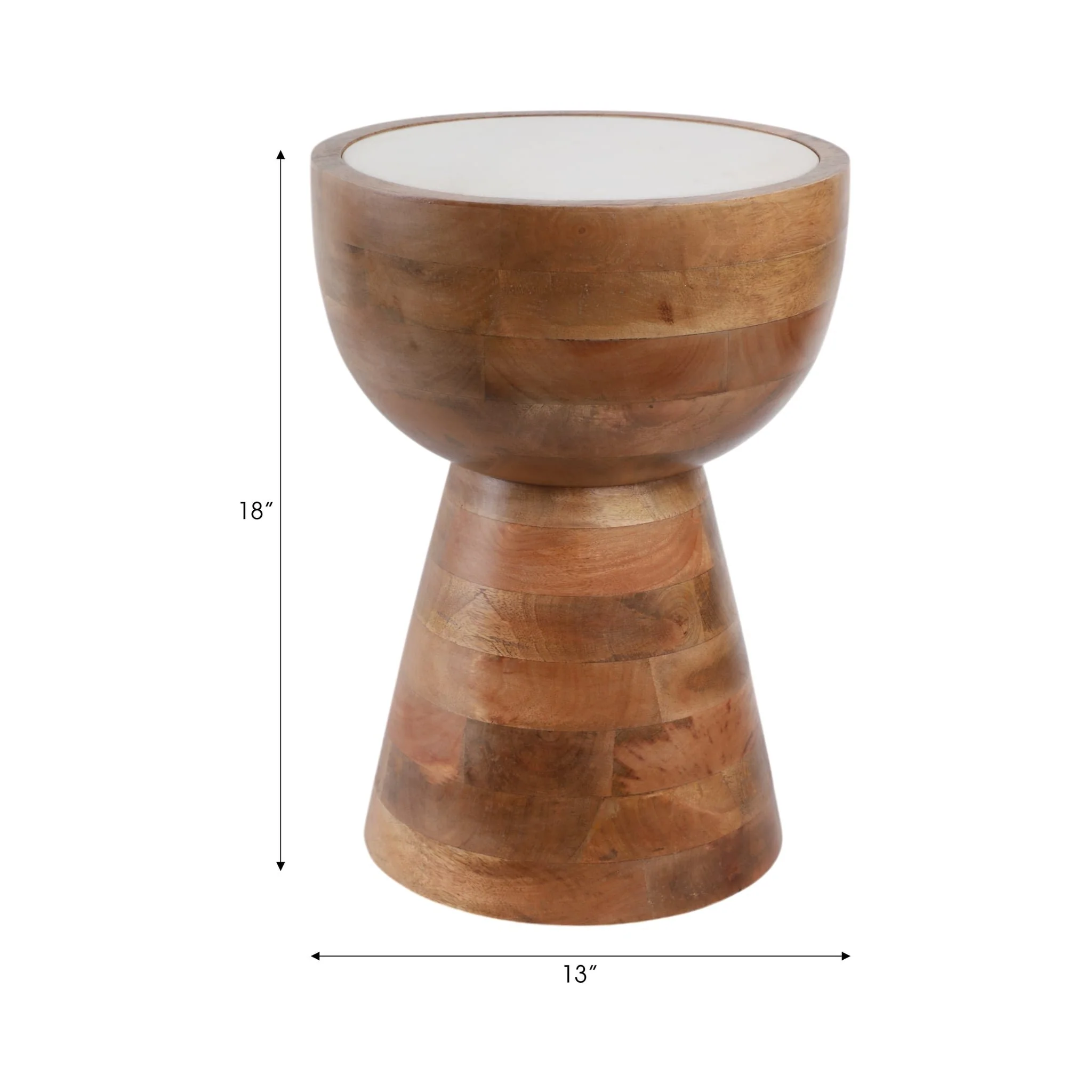 18x13" Hourglass Marble Top Accent Table,wht/natrl - Image 8