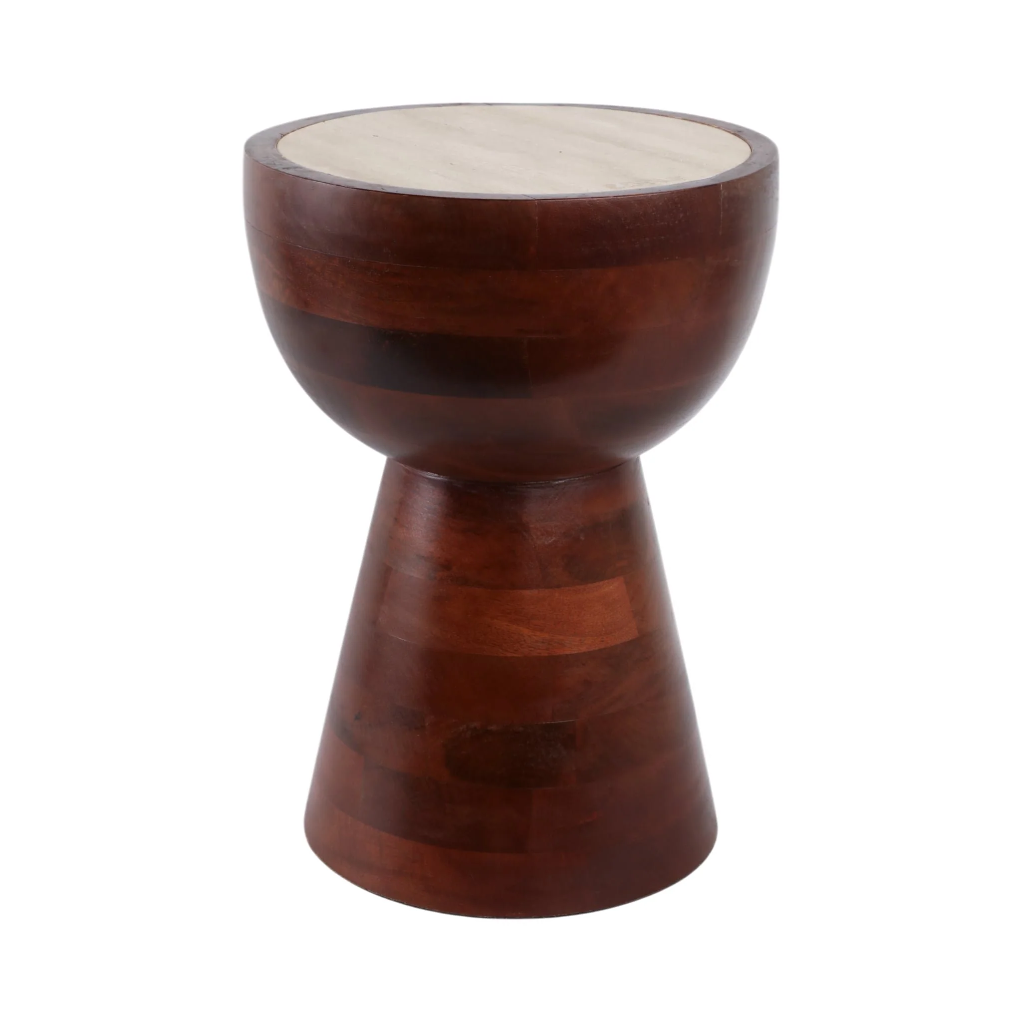 18x13" Hourglass Trvrtine Top Accent Tble,tan/wlnt - Image 2