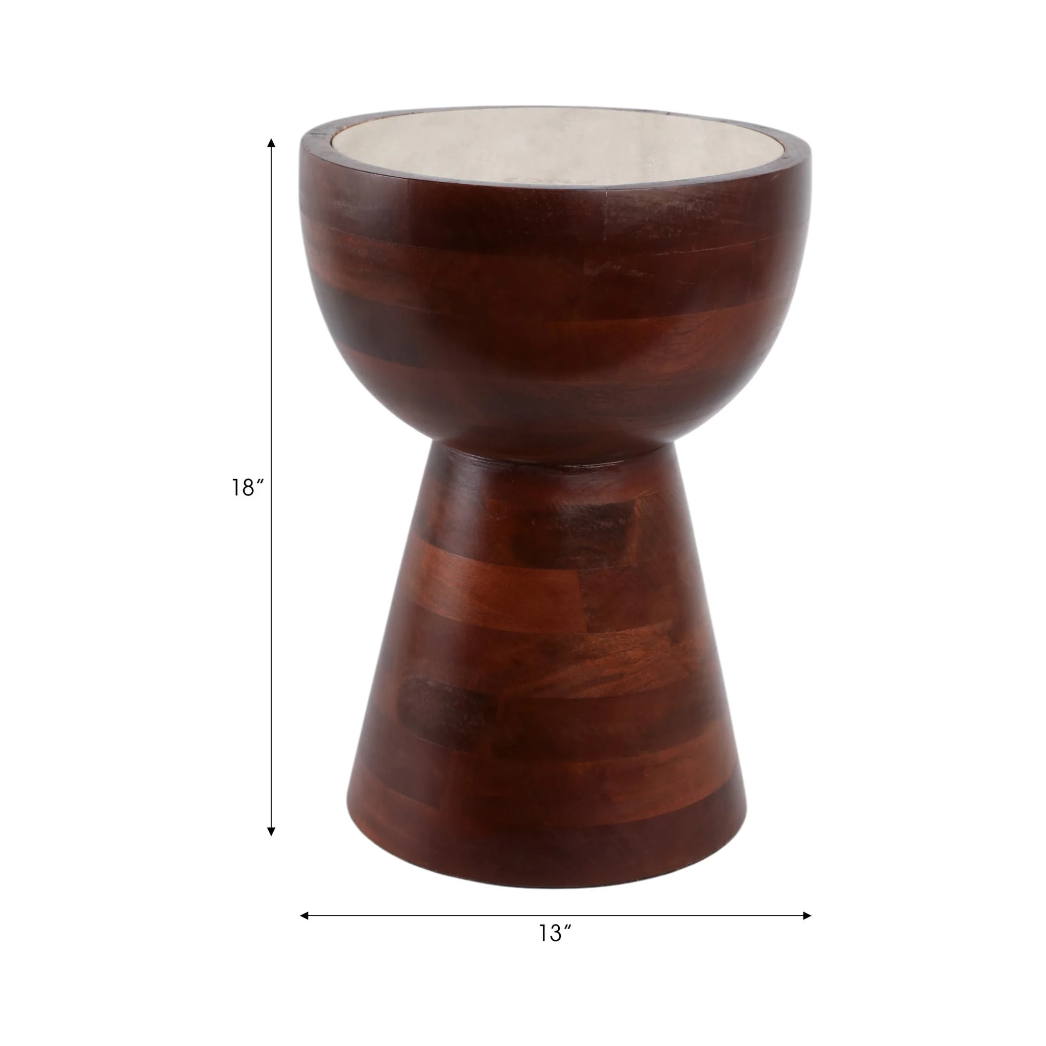 18x13" Hourglass Trvrtine Top Accent Tble,tan/wlnt - Image 8