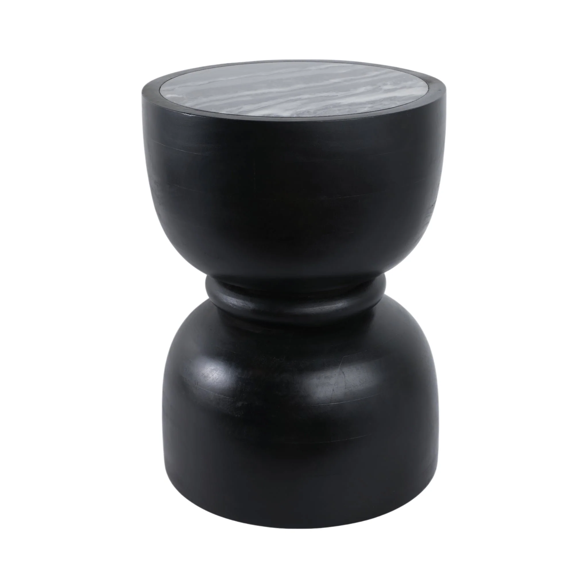 18x13" Marble Top Accent Table With Ring, Black - Image 2