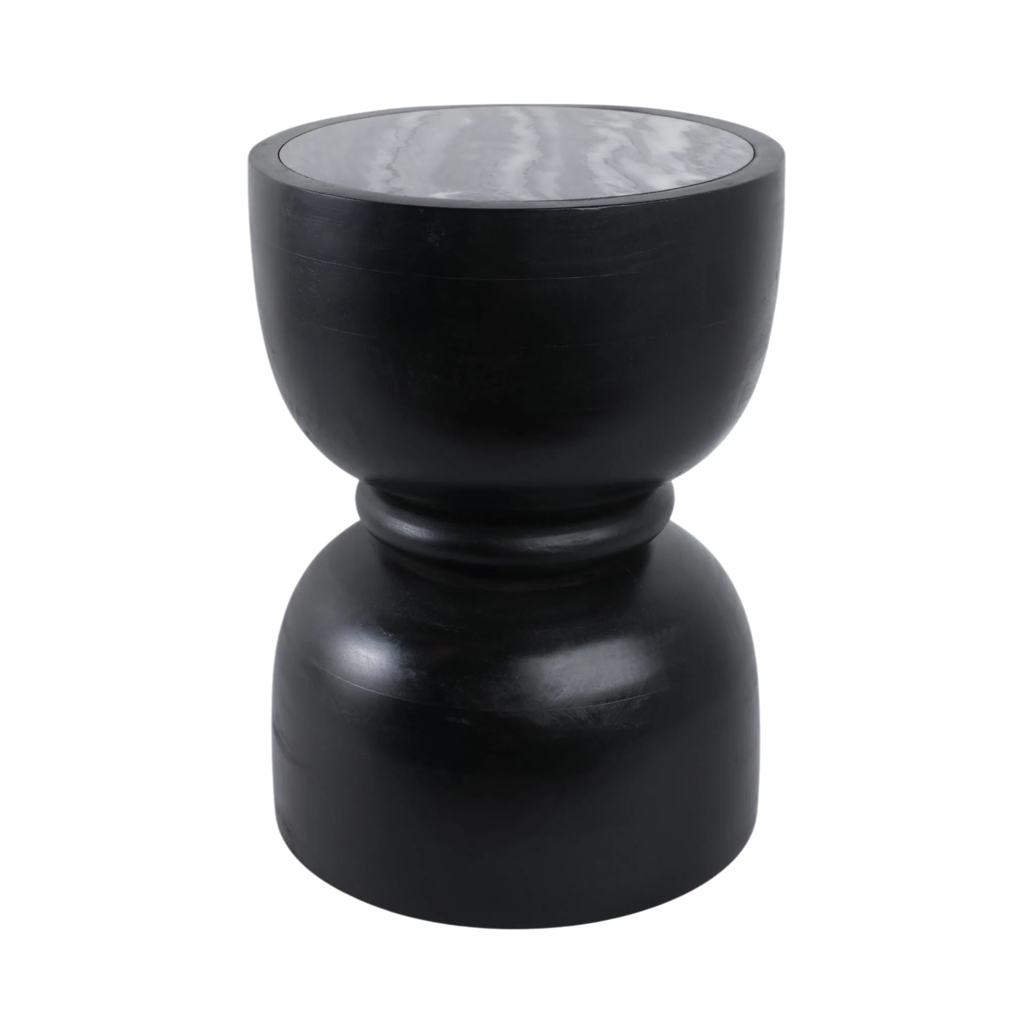 18x13" Marble Top Accent Table With Ring, Black - Image 3