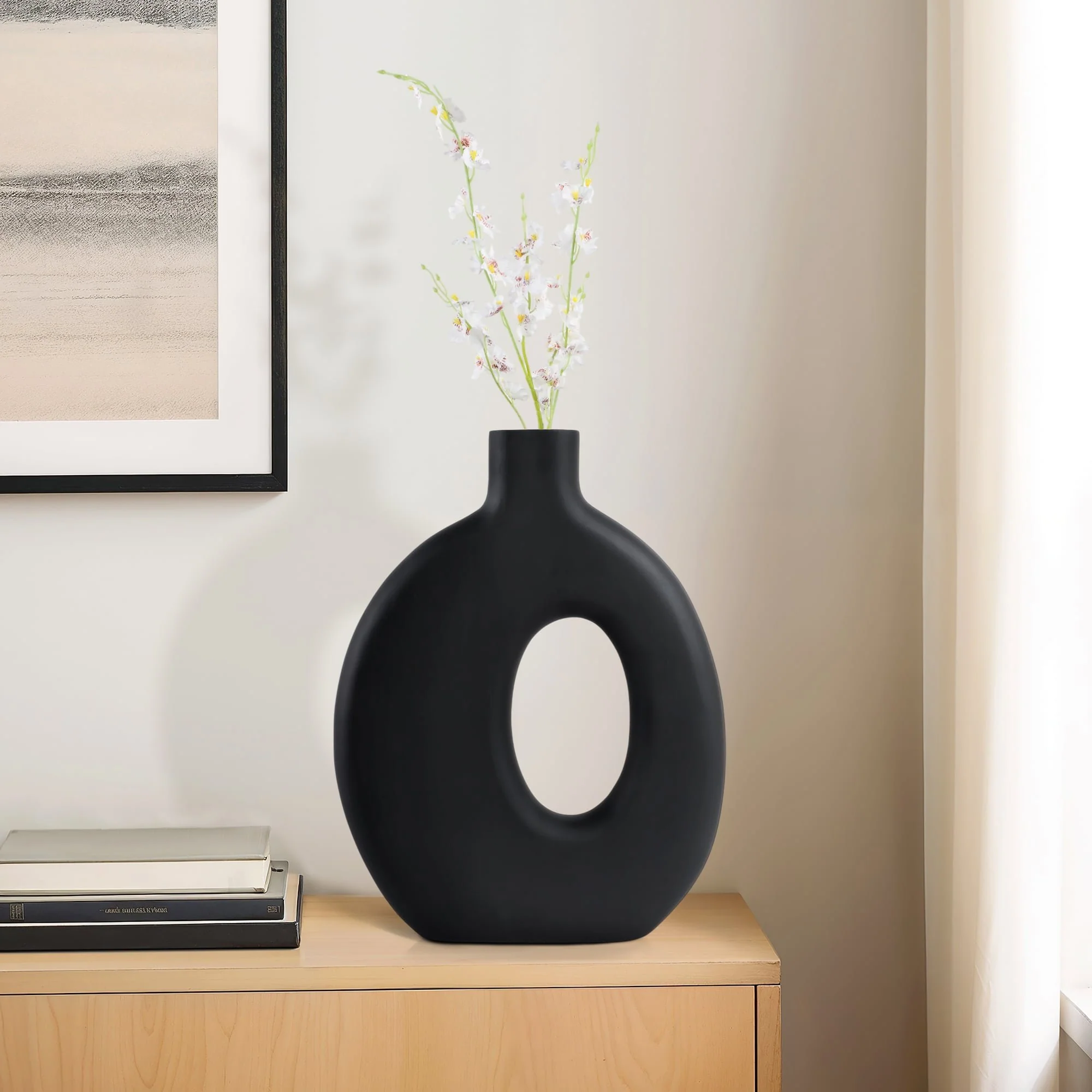 18x14" Cut-out Wood Vase, Black - Image 11