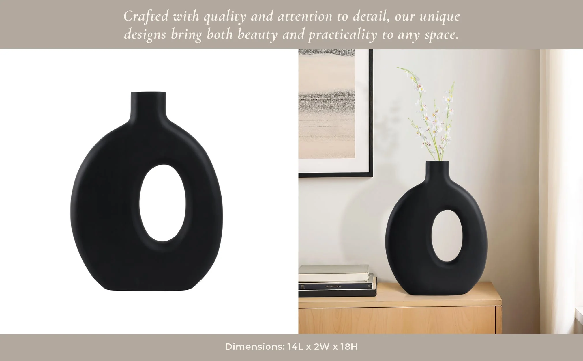 18x14" Cut-out Wood Vase, Black - Image 12