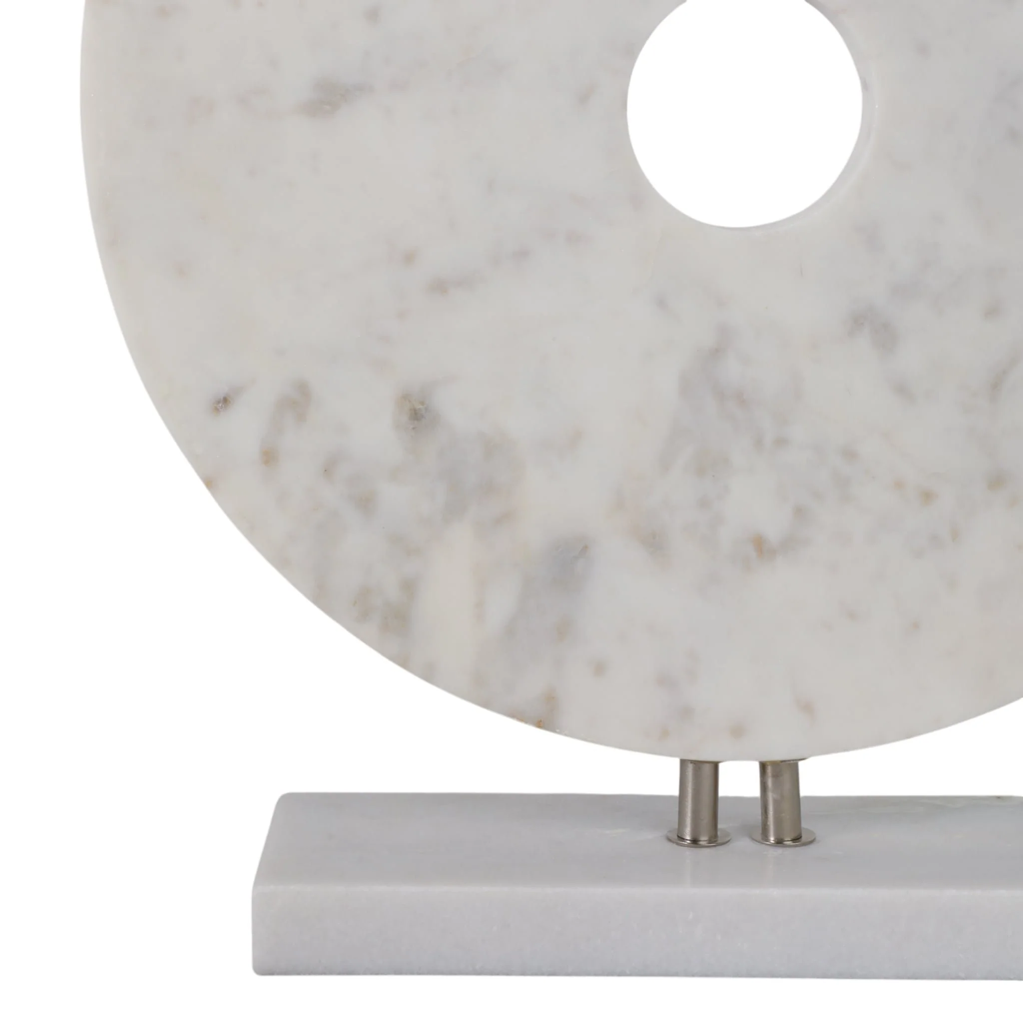 18x16" Marble Disc On Stand, White - Image 5