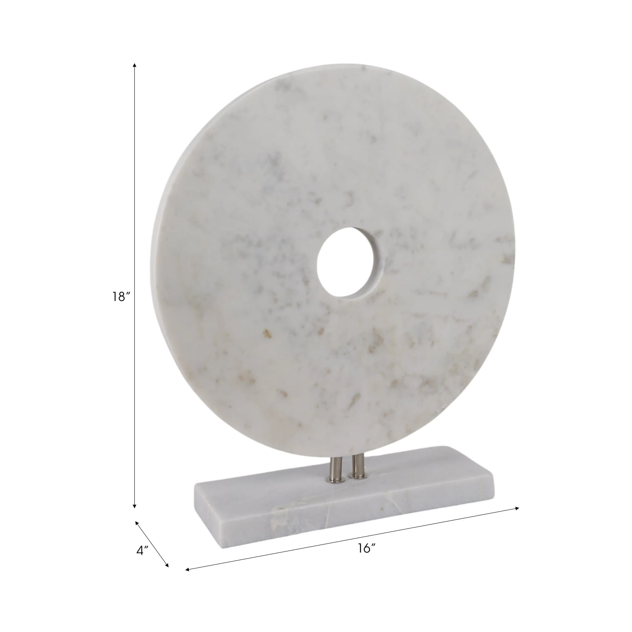 18x16" Marble Disc On Stand, White - Image 8