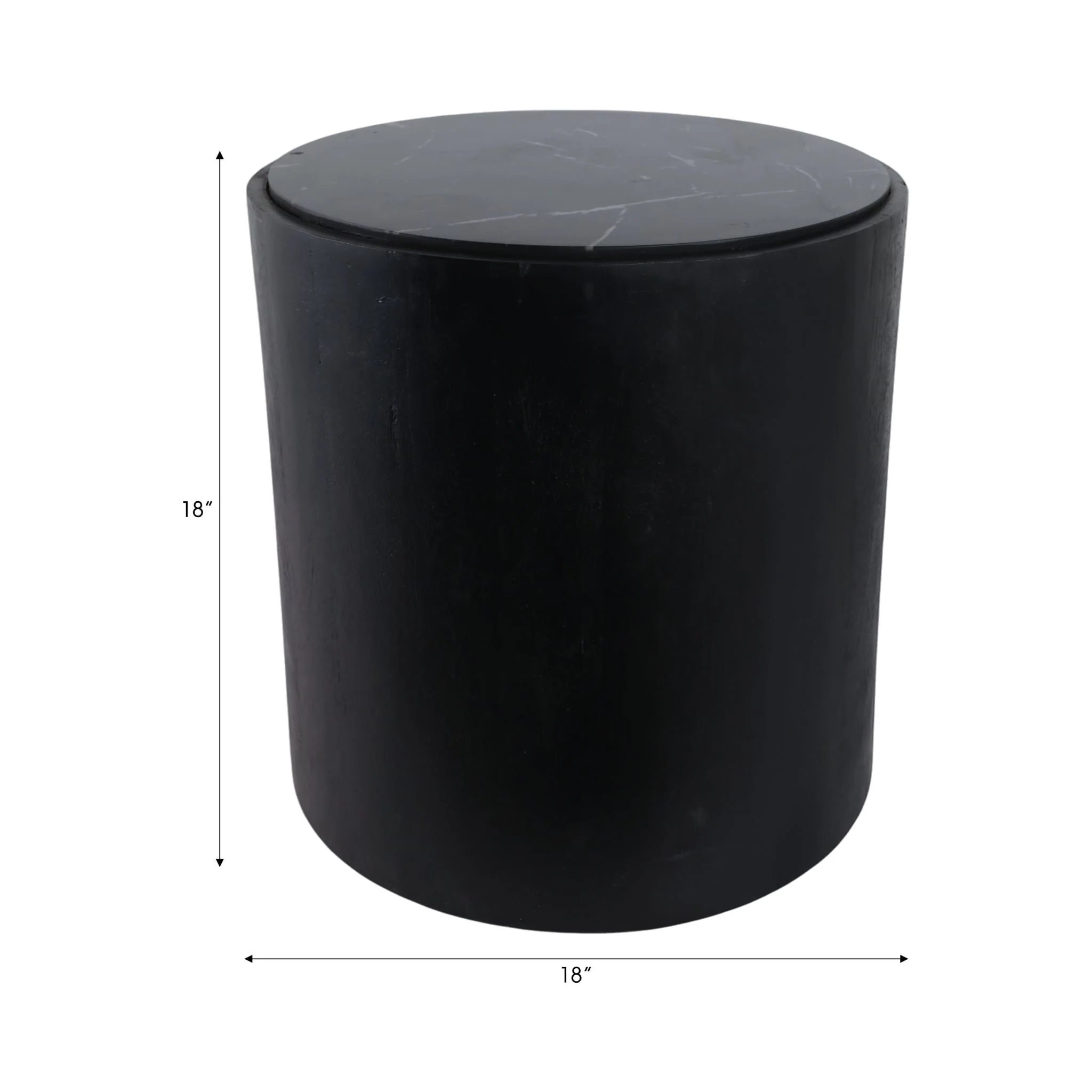 18x18 Marble Inlay Rnd Accent Table, Blk/wht - Image 9