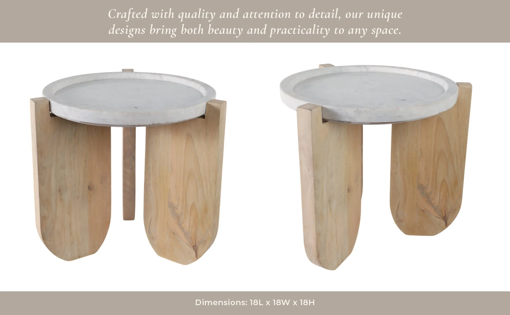 18x18" Marble Top Accent Table With Curved Legs, W - Image 5