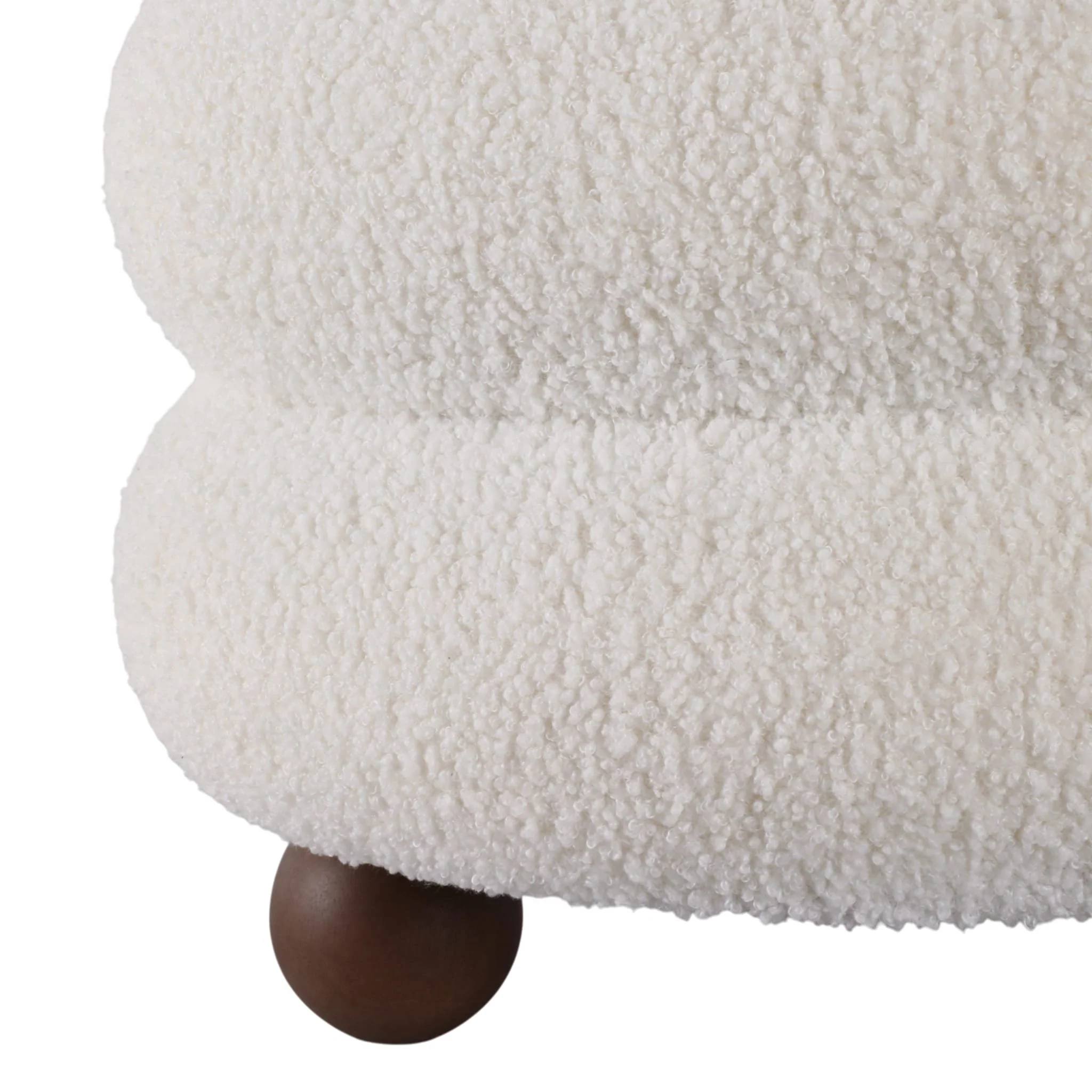 18x18" Ribbed Teddy Ottoman W/ Ball Feet, Ivory - Image 5