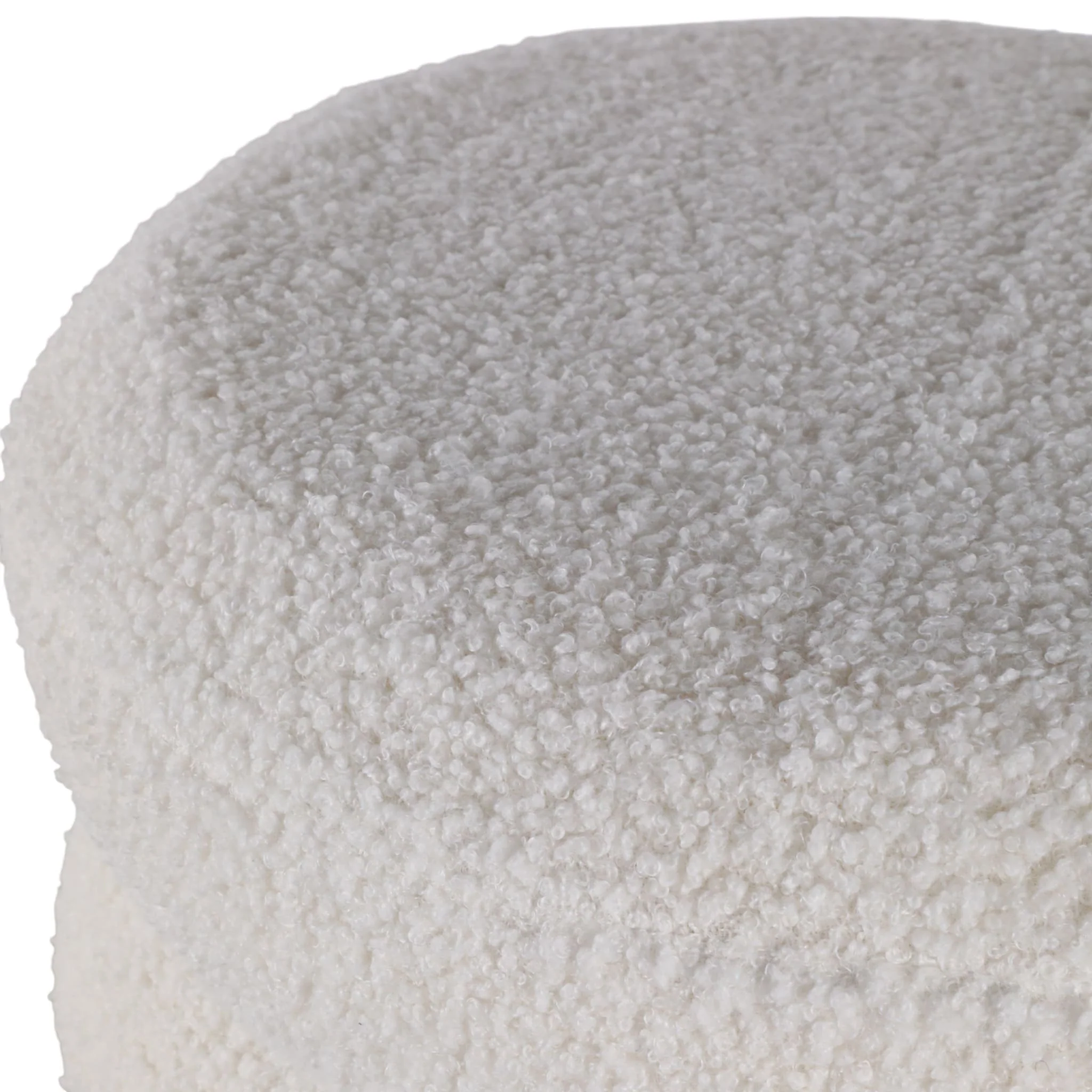 18x18" Ribbed Teddy Ottoman W/ Ball Feet, Ivory - Image 6