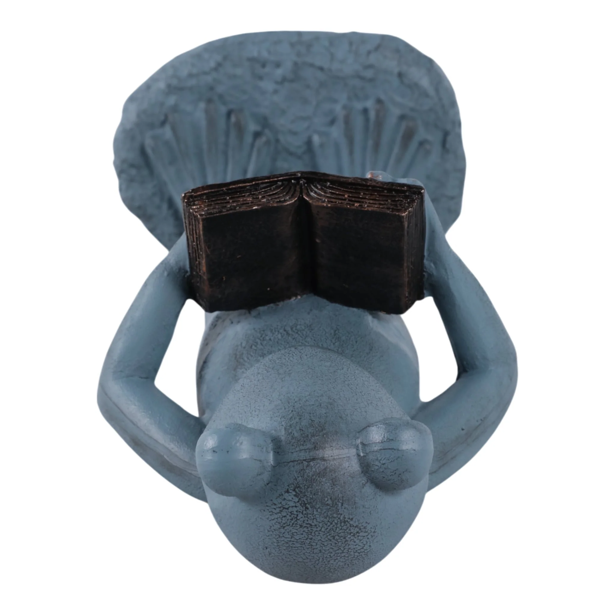18x7" Standing Frog Reading A Book, Grey - Image 6