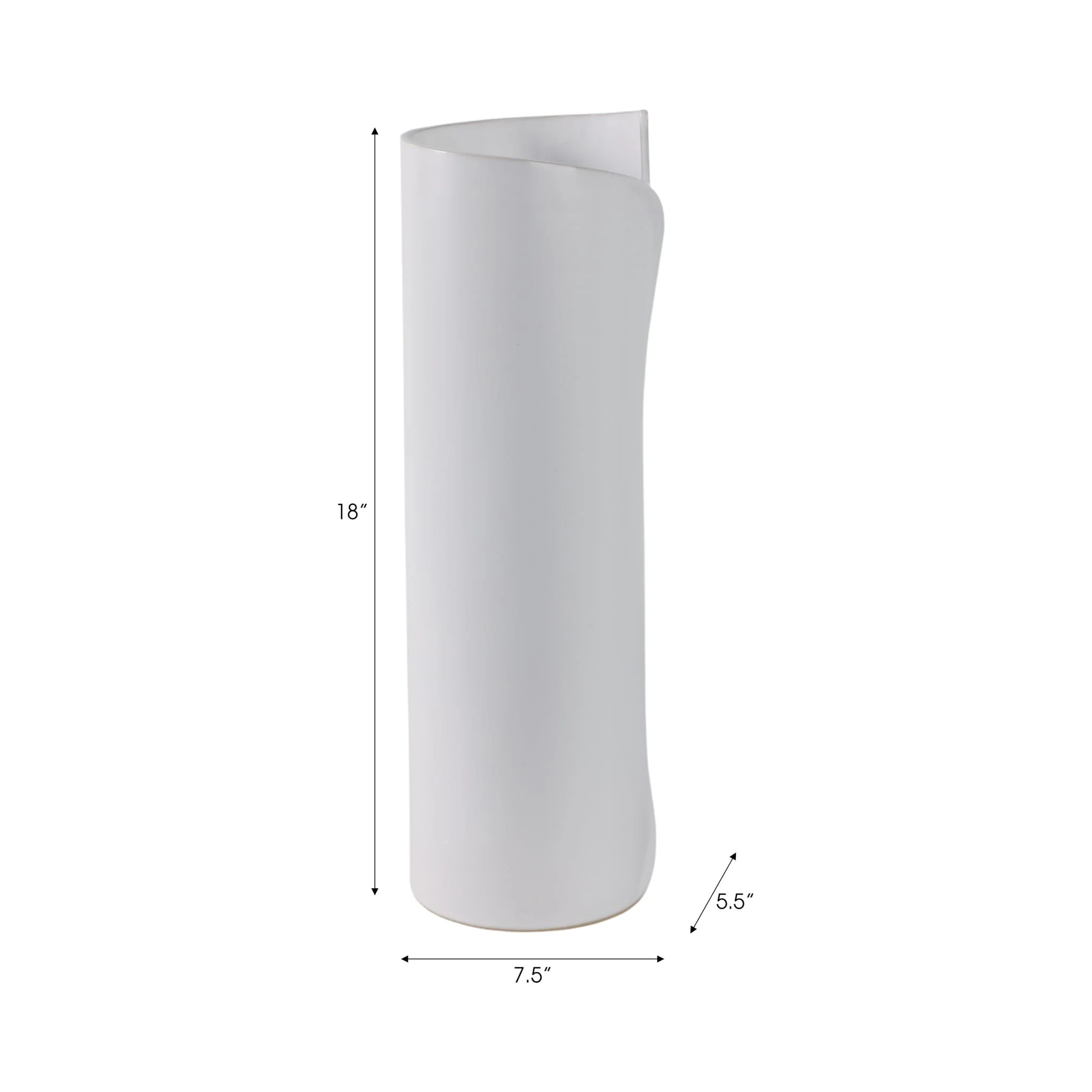 18x7" Wrap Around Vase, White - Image 8