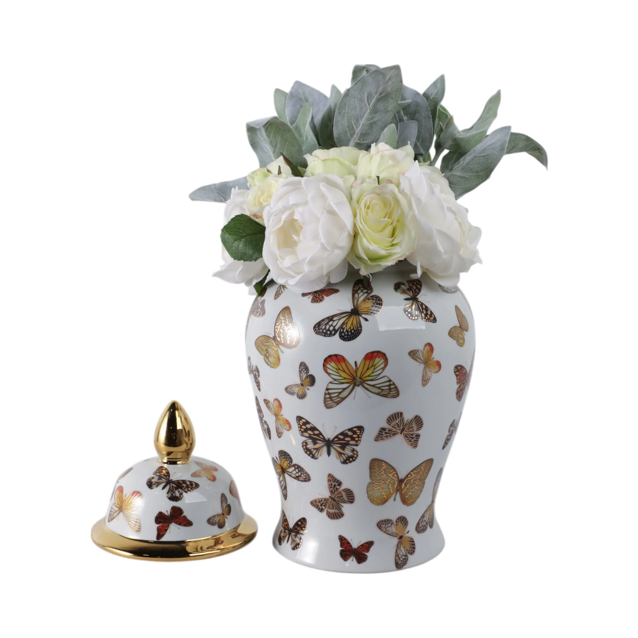 18x9" Butterflies Temple Jar, Multi - Image 2