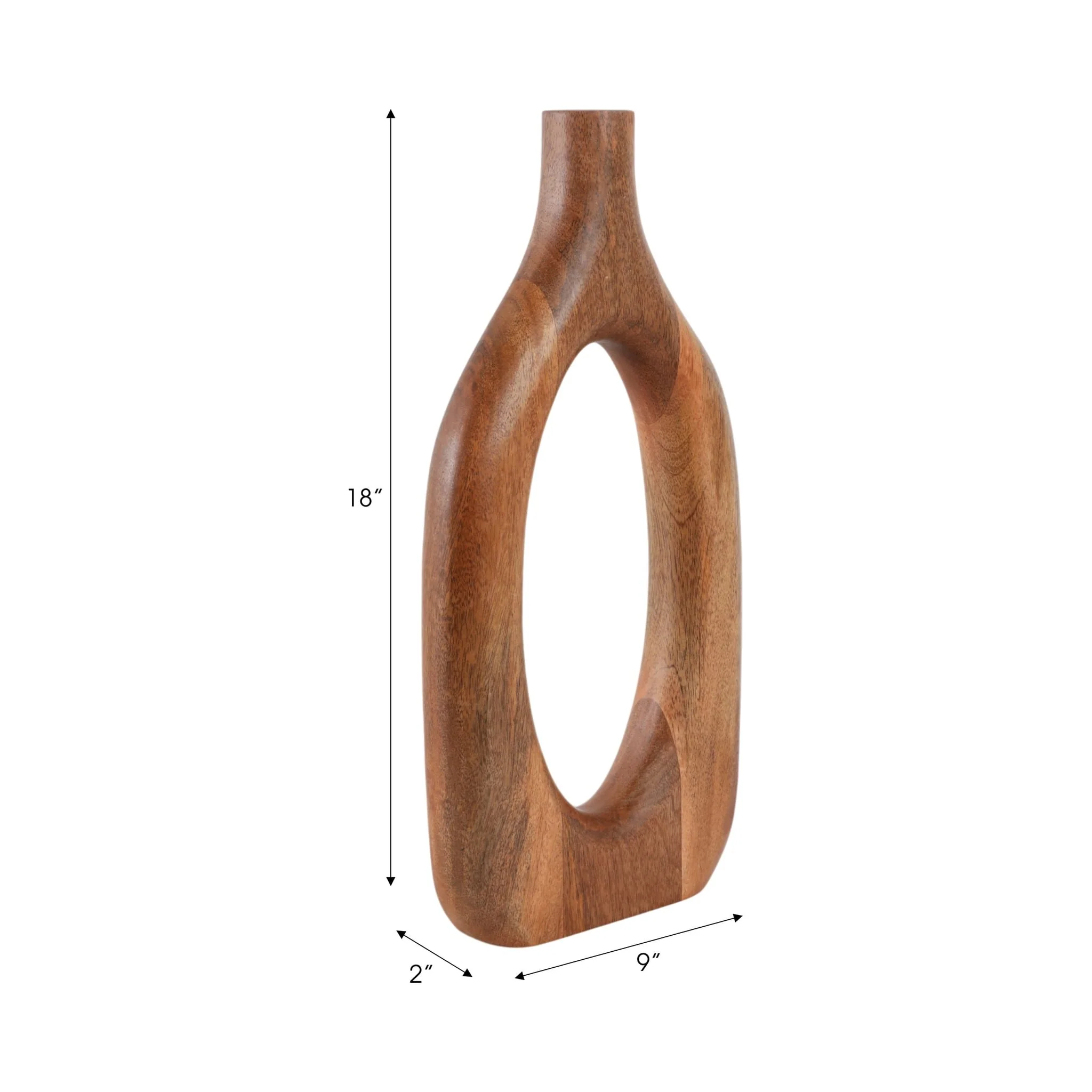 18x9" Open Cut-out Wood Vase, Natural - Image 9