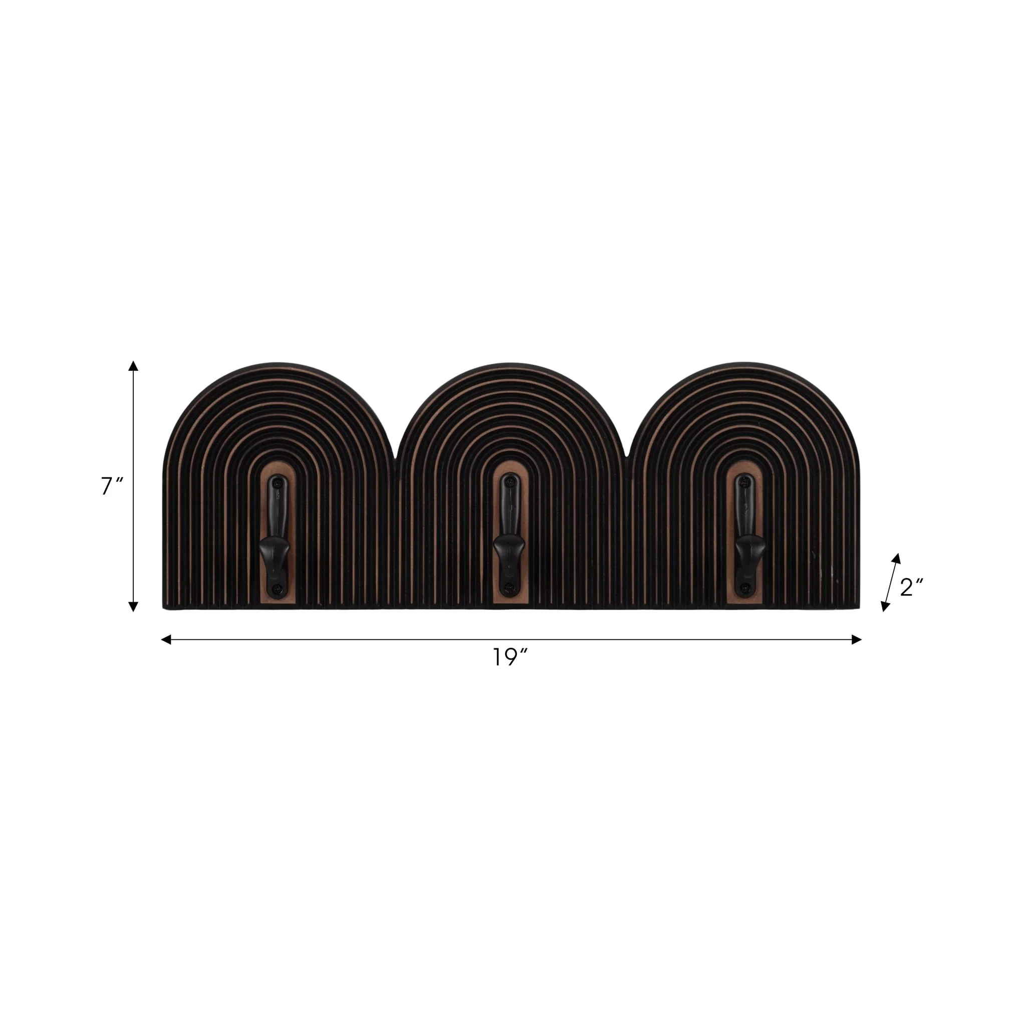 19" 3-arch Wall Hooks, Black - Image 6