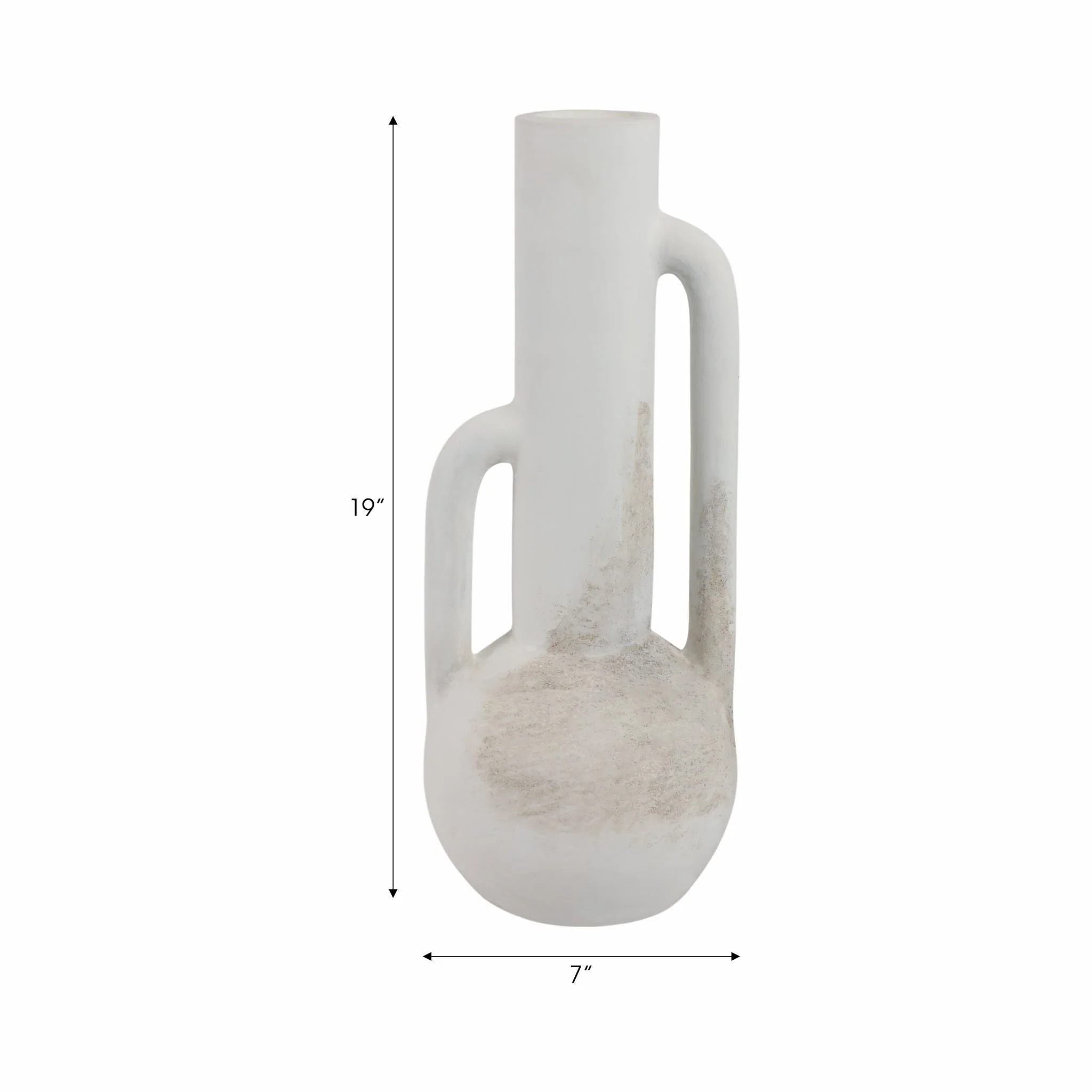 19" Asymmetrical Eared Terracotta Btl Vase, White - Image 8