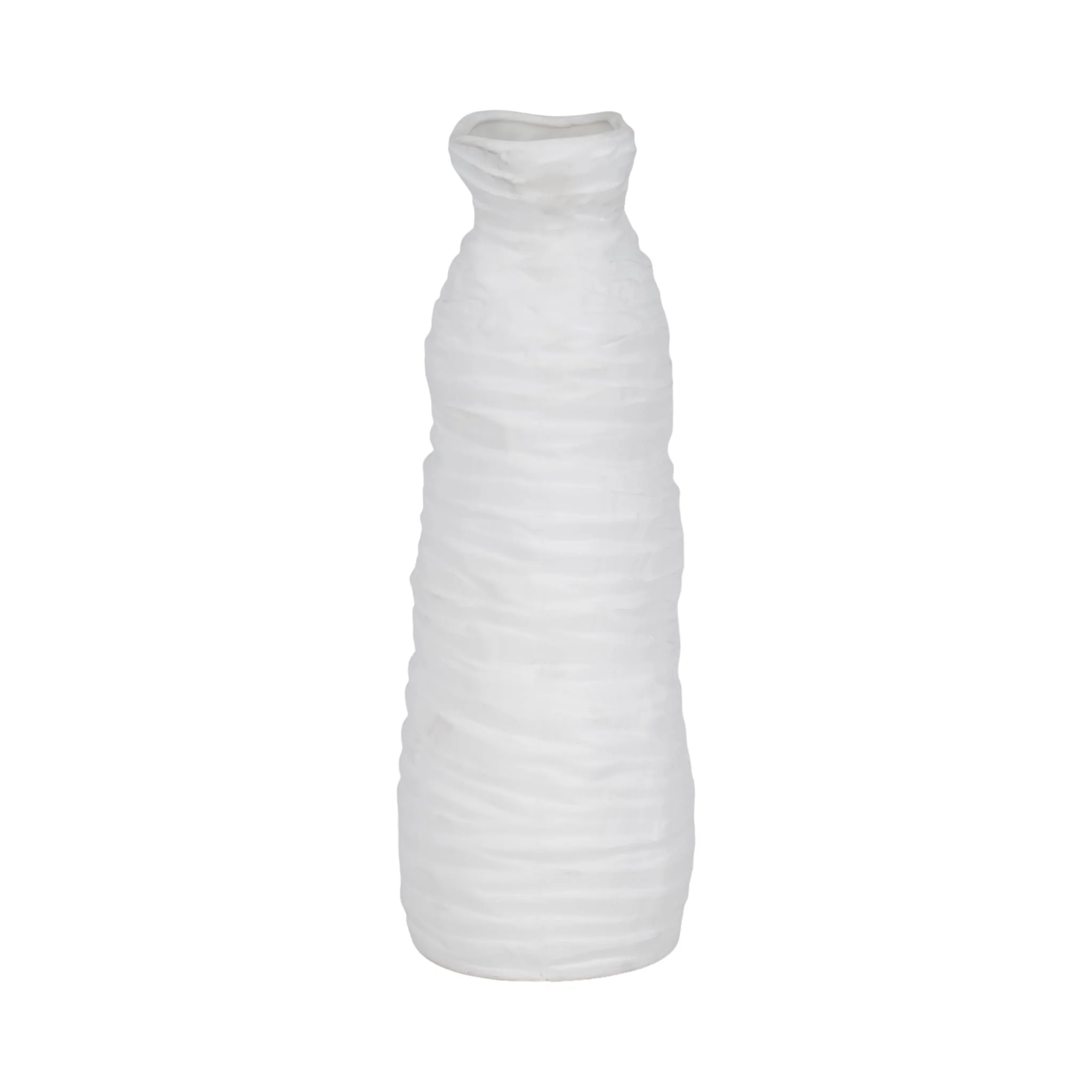 19" Horizontal Ribbed Matte Vase, Ivory - Image 4