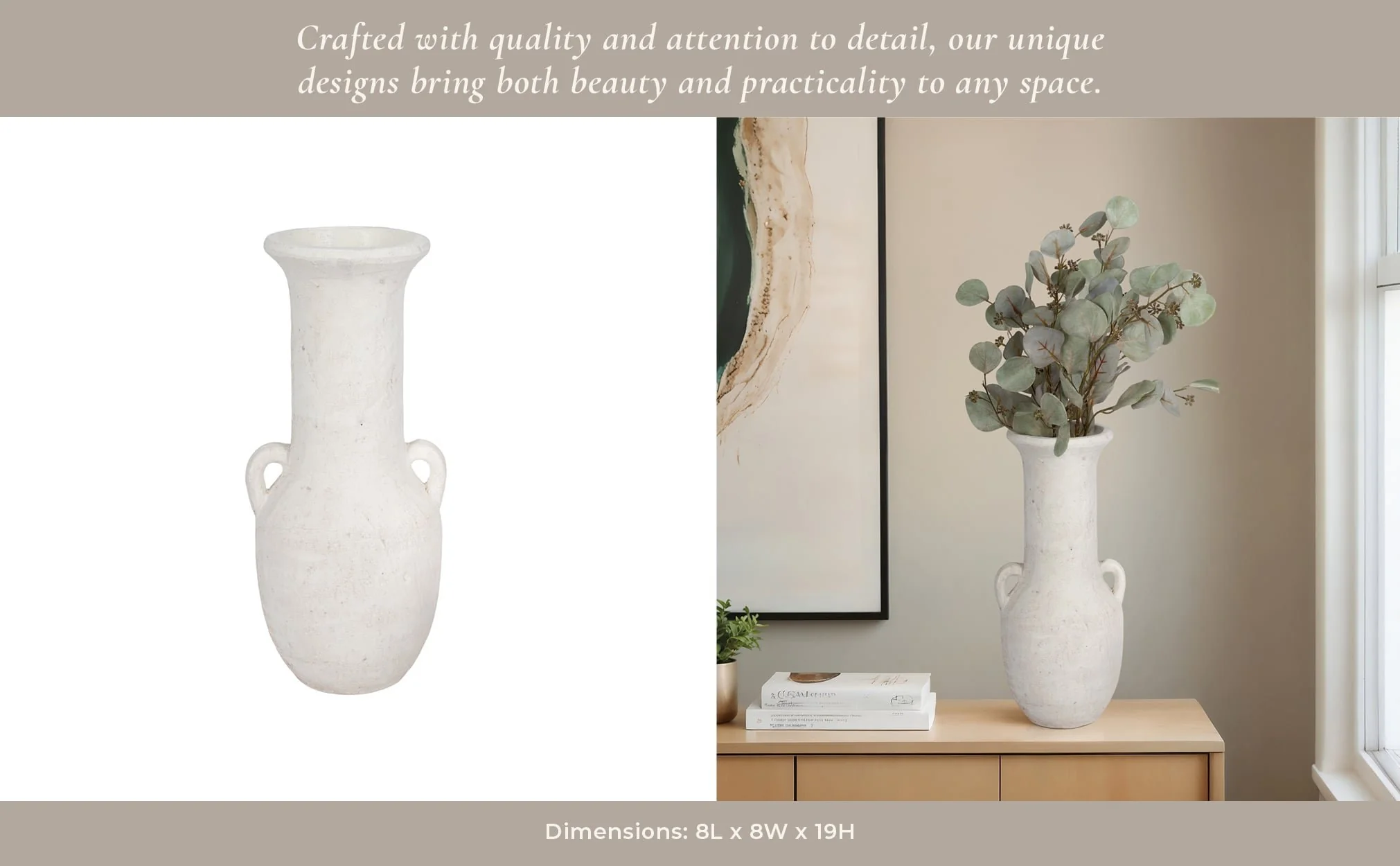 19" Nomad Vase Rough Finish, White - Image 11