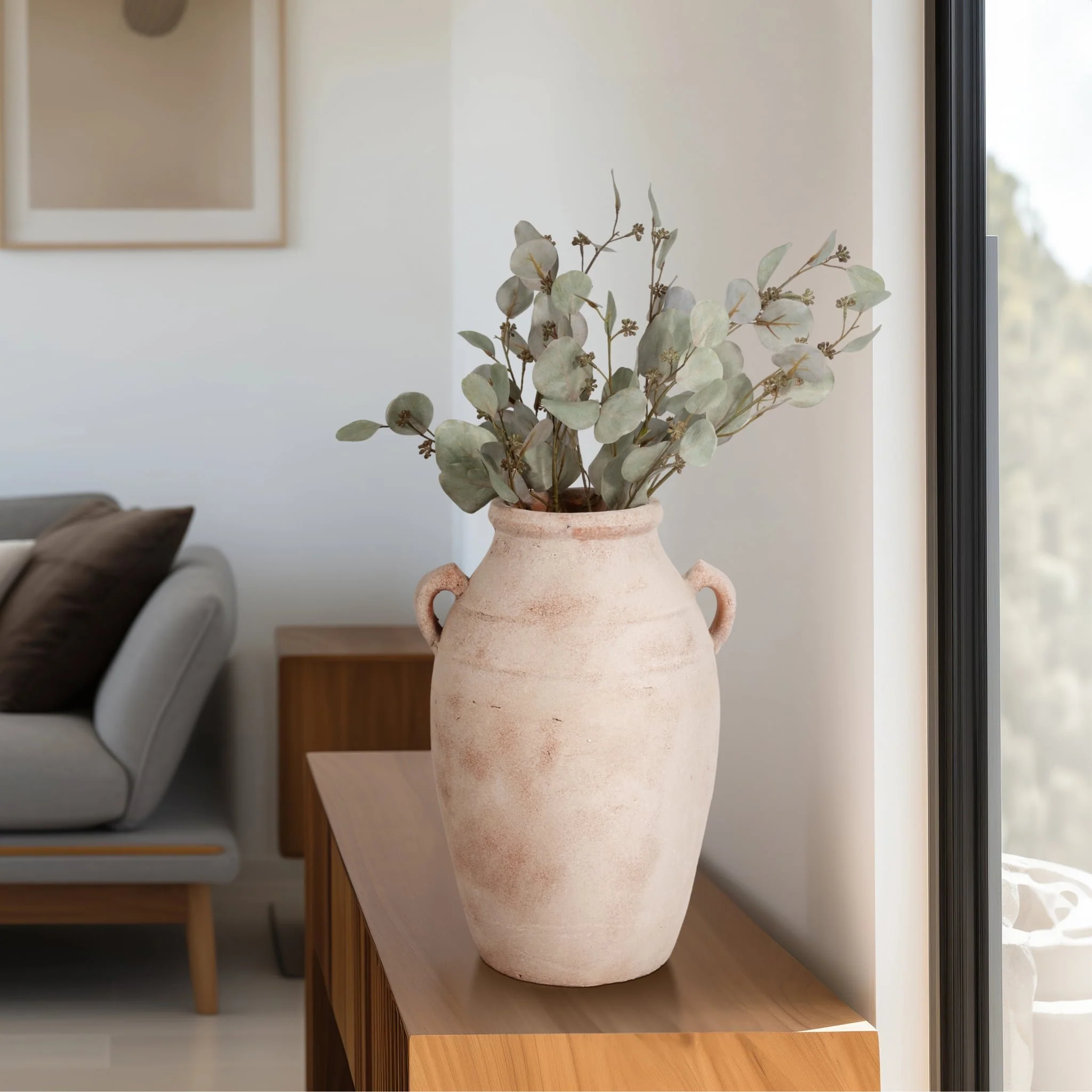 19" Weathered Vase, White/natural - Image 11