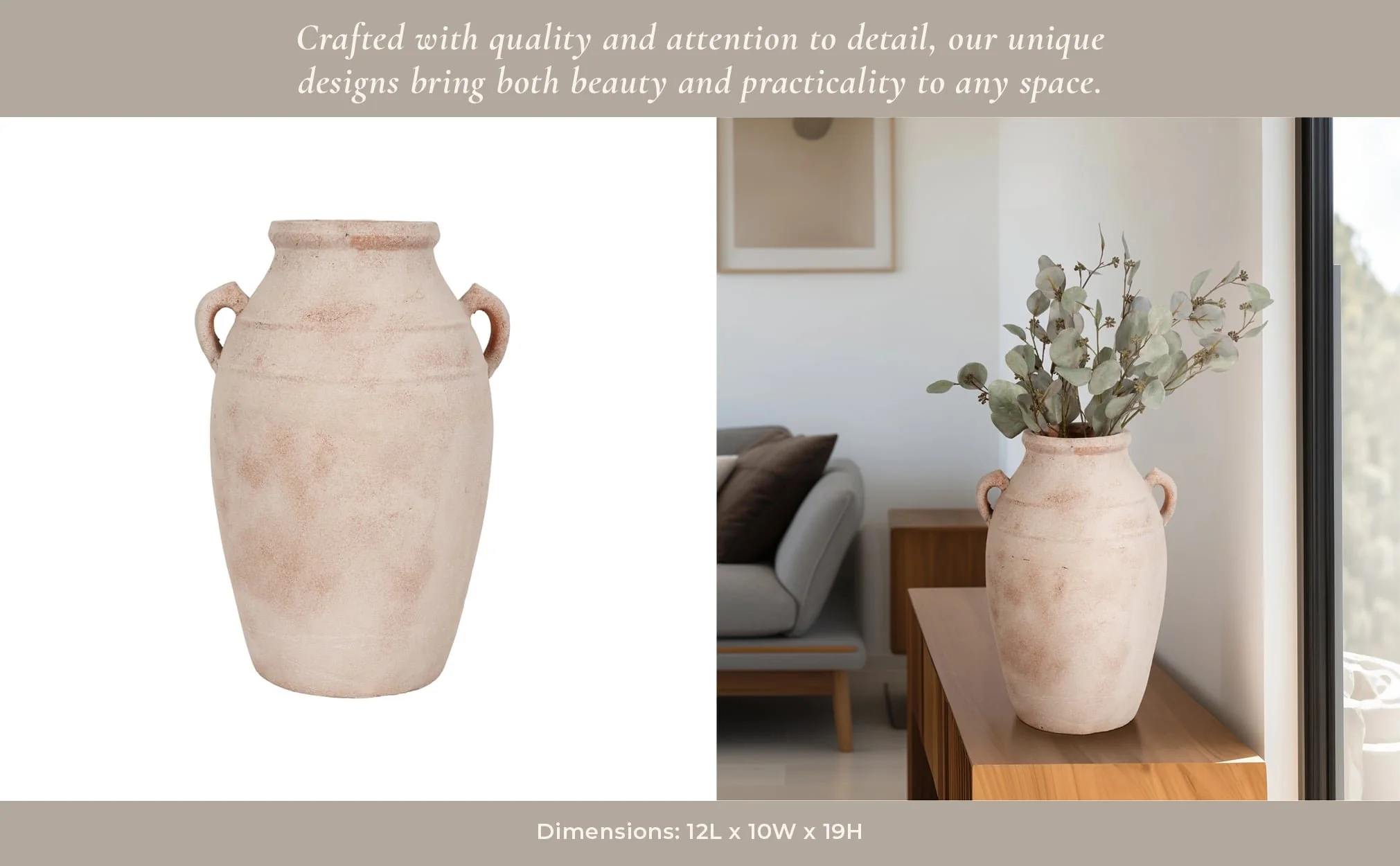 19" Weathered Vase, White/natural - Image 12